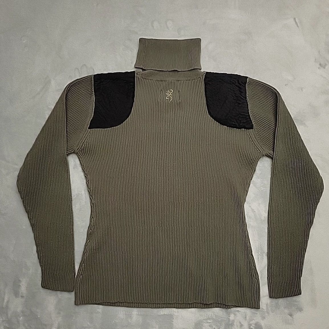 Vintage Browning Sweater Womens XL Green Turtleneck Padded Shoulders Hunting Casual Knit 100% Cotton Embroidered Logo Sustainable? Size XL / US 12-14 / IT 48-50 - 5 Thumbnail