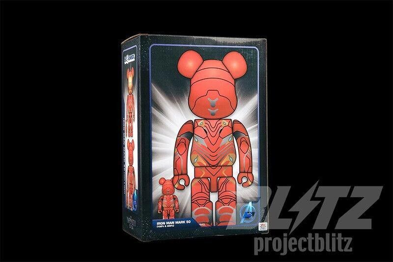 Medicom Toy MEDICOM BEARBRICK X MARVEL IRON MAN MARK 50 100% & 400% SET Size ONE SIZE - 3 Thumbnail
