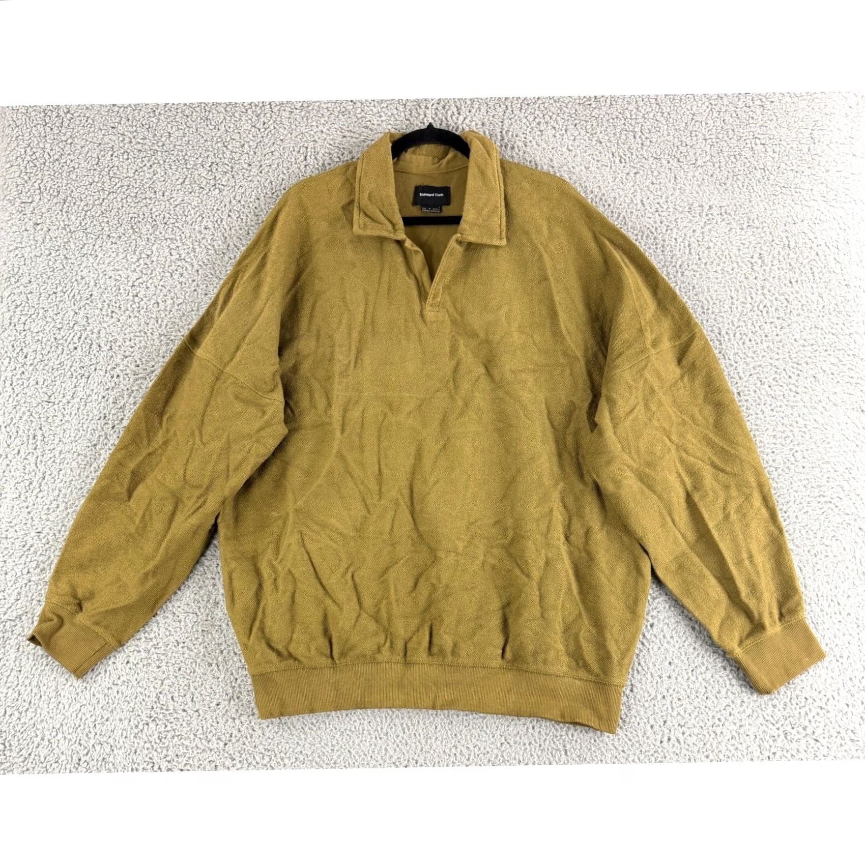Vintage Standard Cloth Polo Sweatshirt Mens Large Olive Green 100% Cotton Pullover Shirt Mens L Green Cotton Pullover Polo Sweatshirt Size US L / EU 52-54 / 3 - 2 Thumbnail
