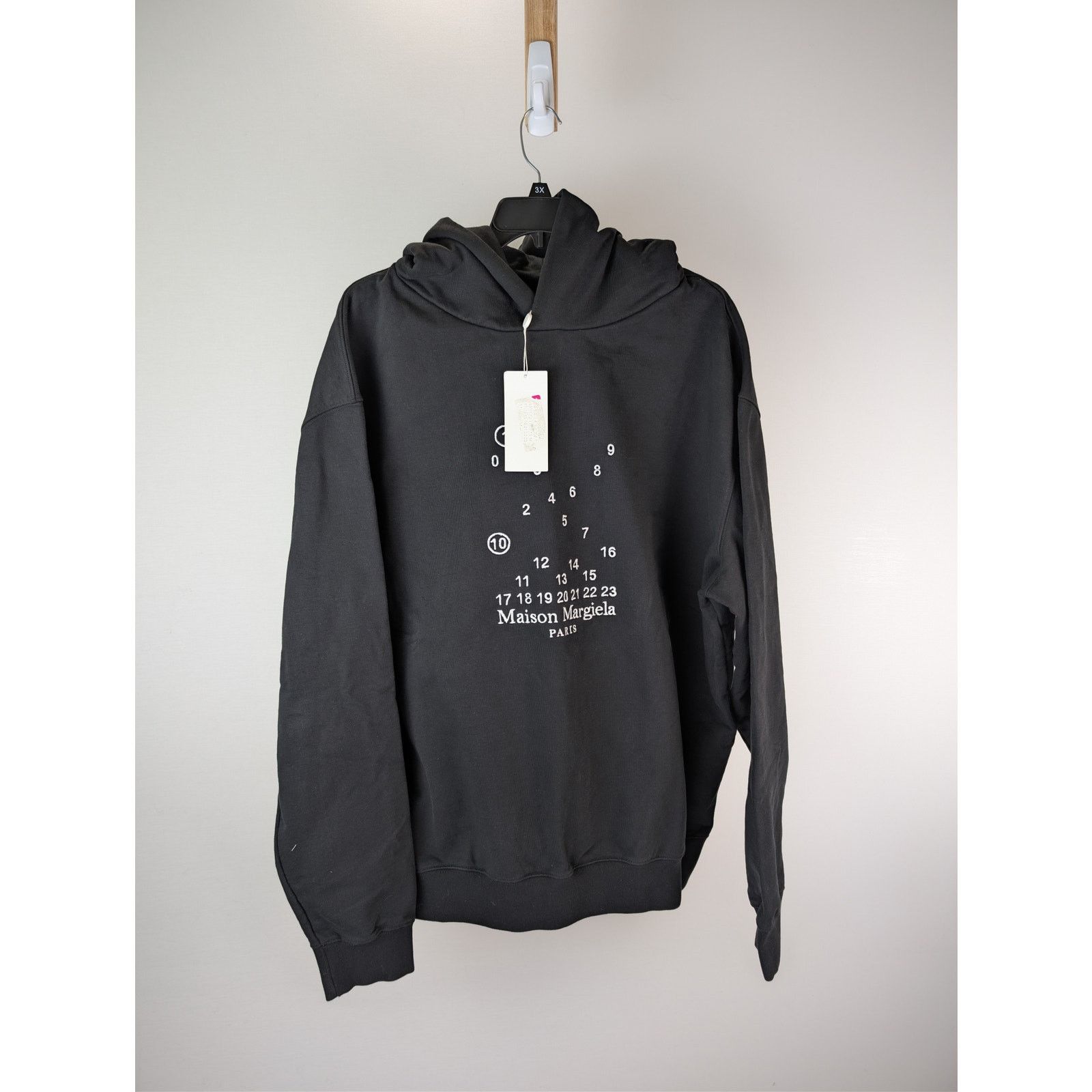 o1rshd1 Numbers Logo Hooded Hoodie Sweatshirt black cotton