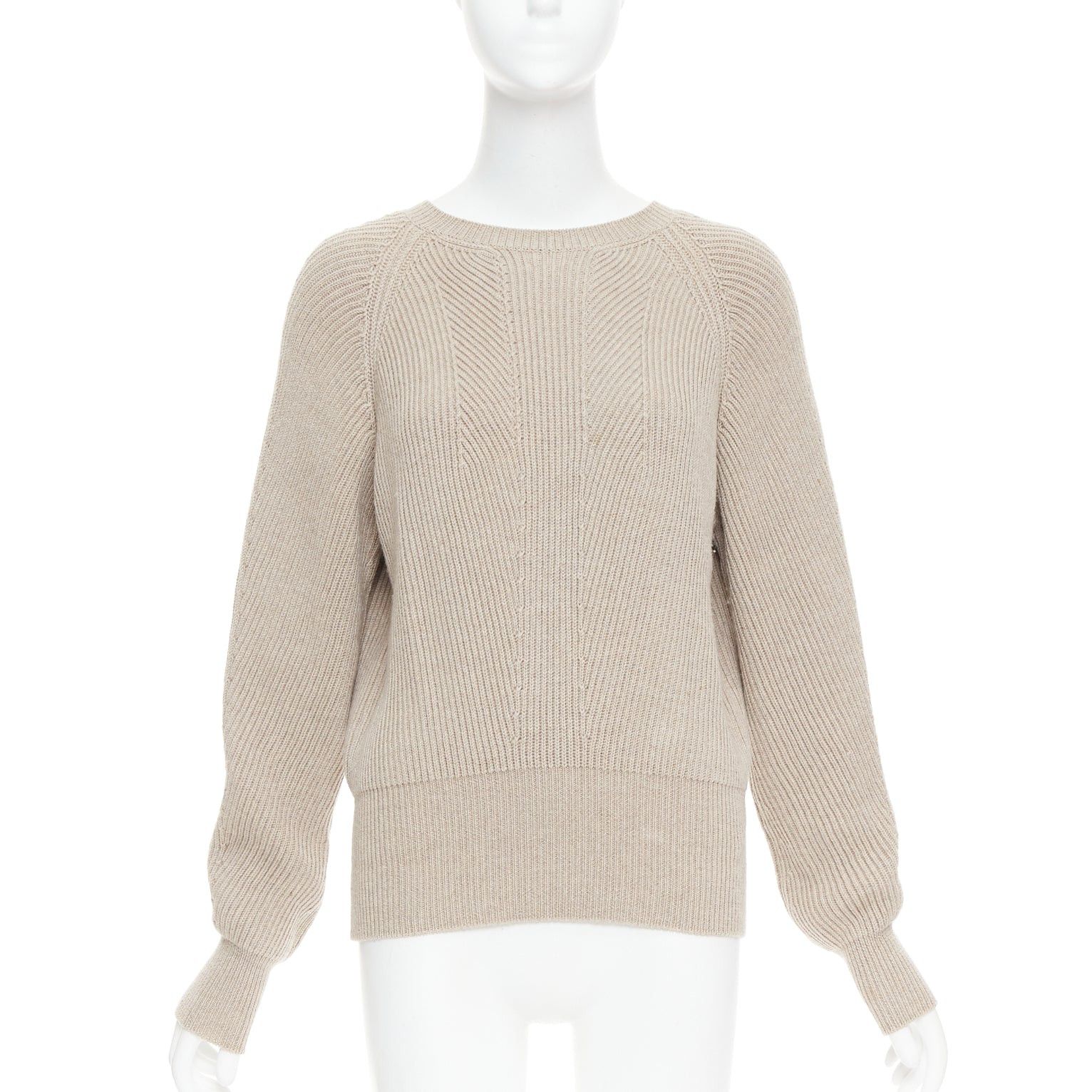 Stella McCartney STELLA MCCARTNEY 2015 taupe virgin wool contour ribbed knit sweater IT38 XS Size XS / US 0-2 / IT 36-38 - 1 Thumbnail