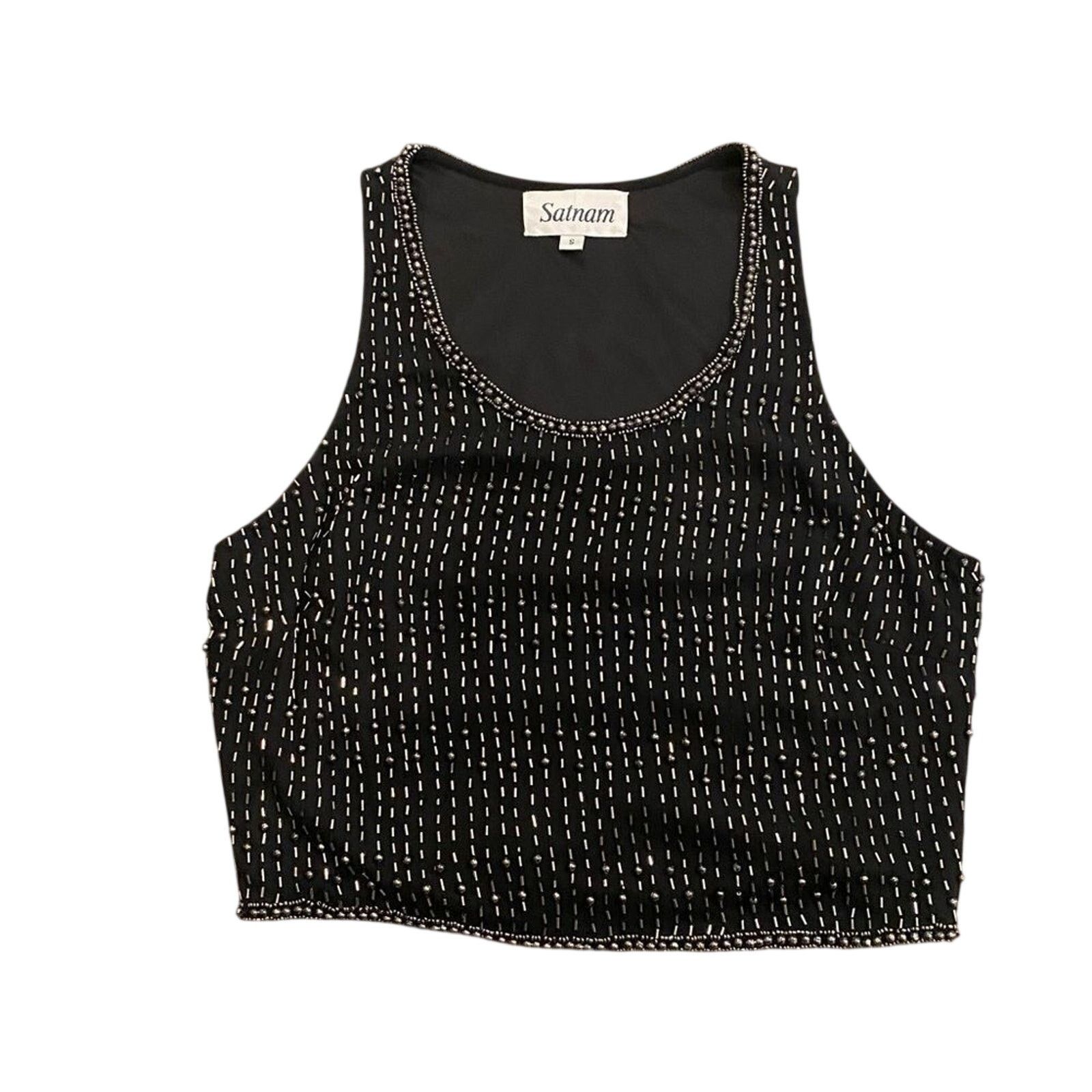 Parker Parker NYC Satnam Beaded Scarf Hem Top Black Size Small Size S / US 4 / IT 40 - 1 Thumbnail