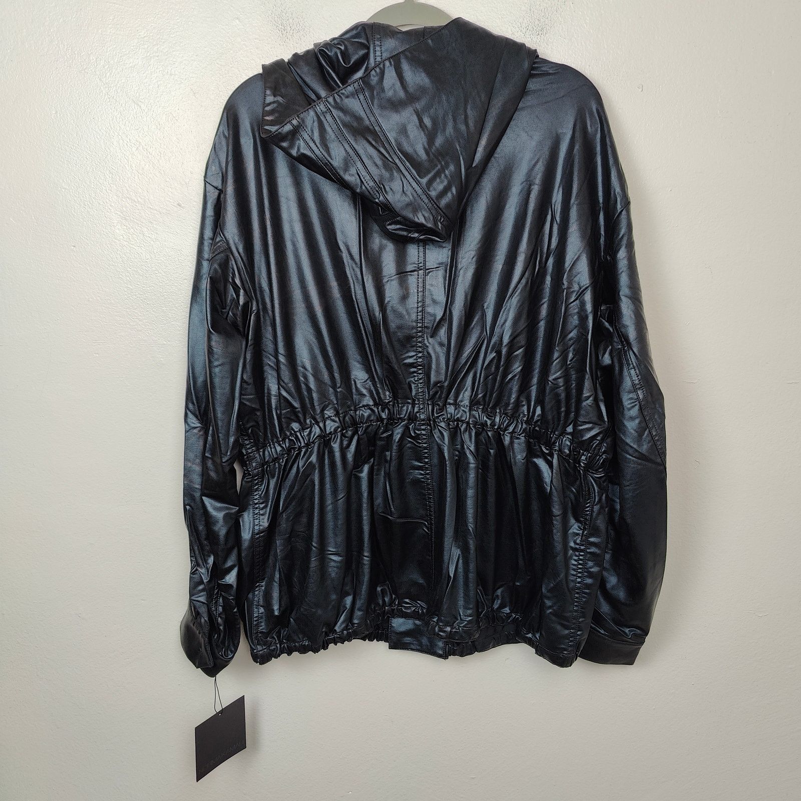 Norma Kamali Norma Kamali Short Cargo Hoodie Jacket Large Black Foil Size L / US 10 / IT 46 - 6 Thumbnail