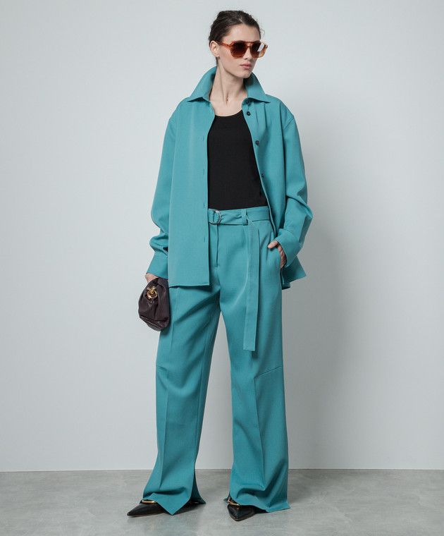 Jil Sander o1y1025 Casual Pant in Turquoise Size 27" / US 4 / IT 40 - 4 Thumbnail