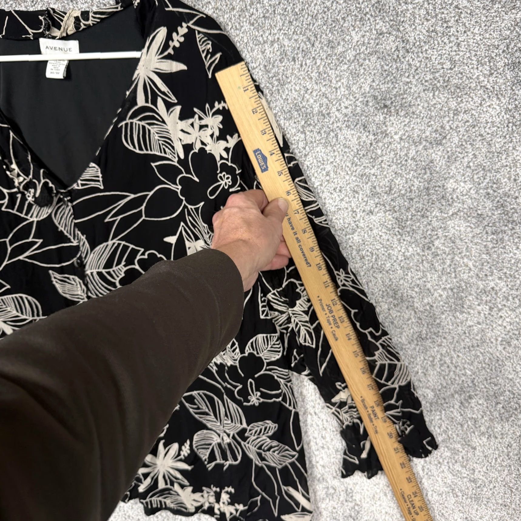 Avenue Avenue Blouse Tunic Womens Plus 30/32 Black Floral Boho Cottagecore Layering 3/4 Sleeve V-Neck Lined Rayon Polyester春夏秋 Bohemian Womens Size 4XL / US 24-26 - 3 Thumbnail