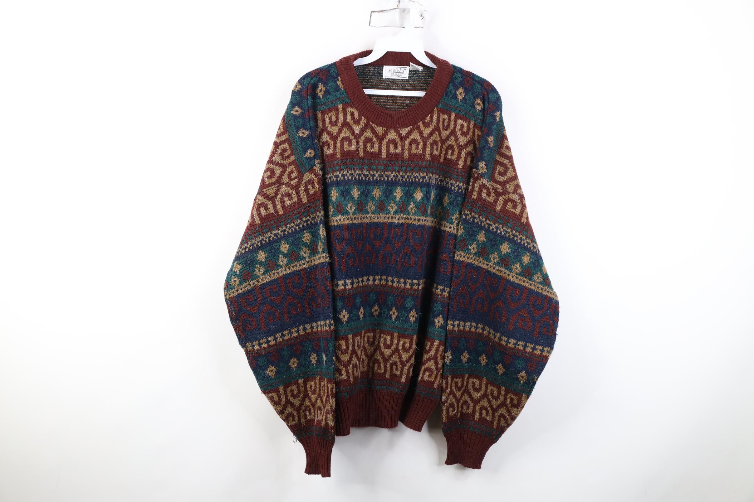 Vintage Vintage 90s Streetwear Geometric Fair Isle Crewneck Sweater Size US XL / EU 56 / 4 - 1 Thumbnail