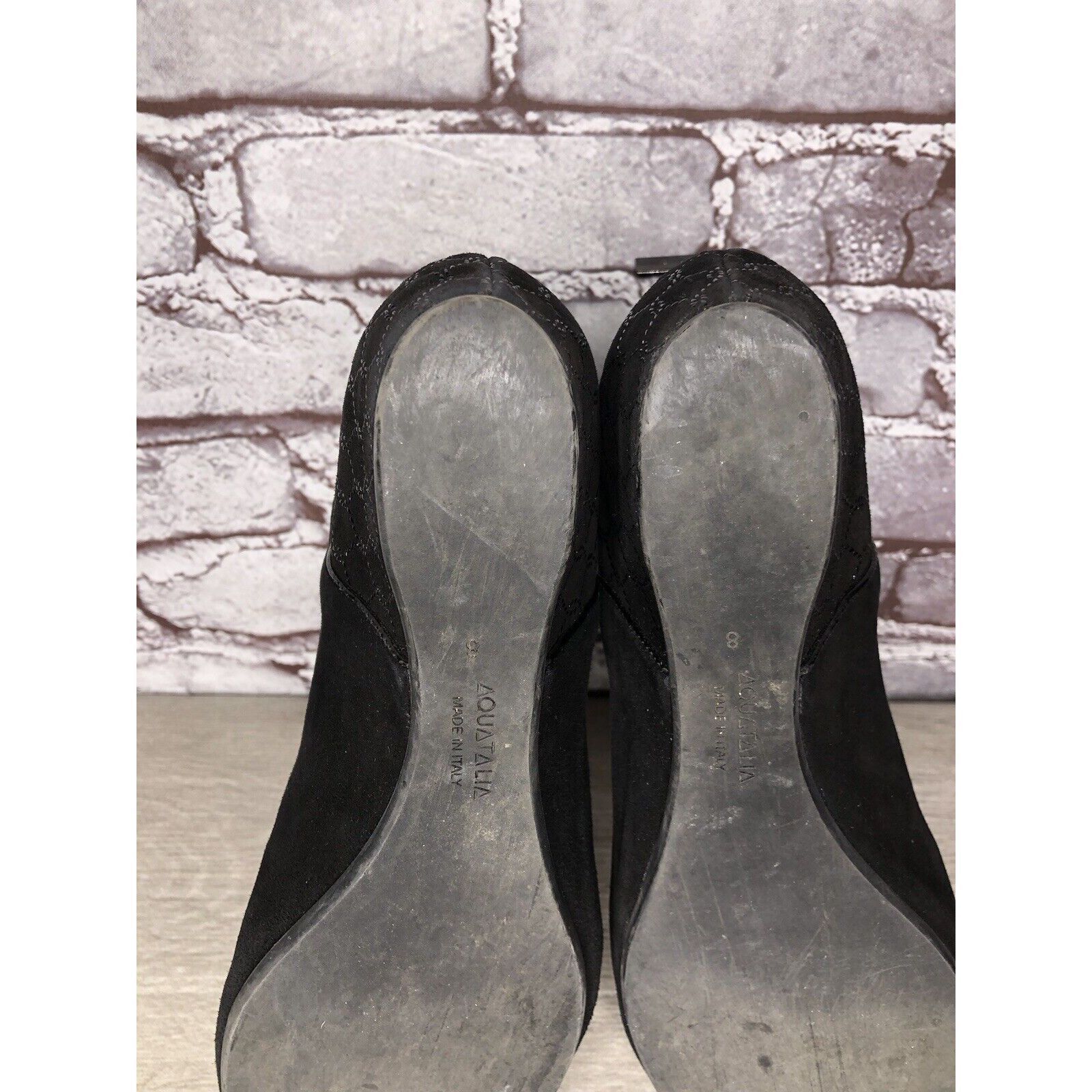 Aquatalia Aquatalia Black Suede Leather Wedge Back Zipper Booties Wome Size US 8 / IT 38 - 7 Thumbnail