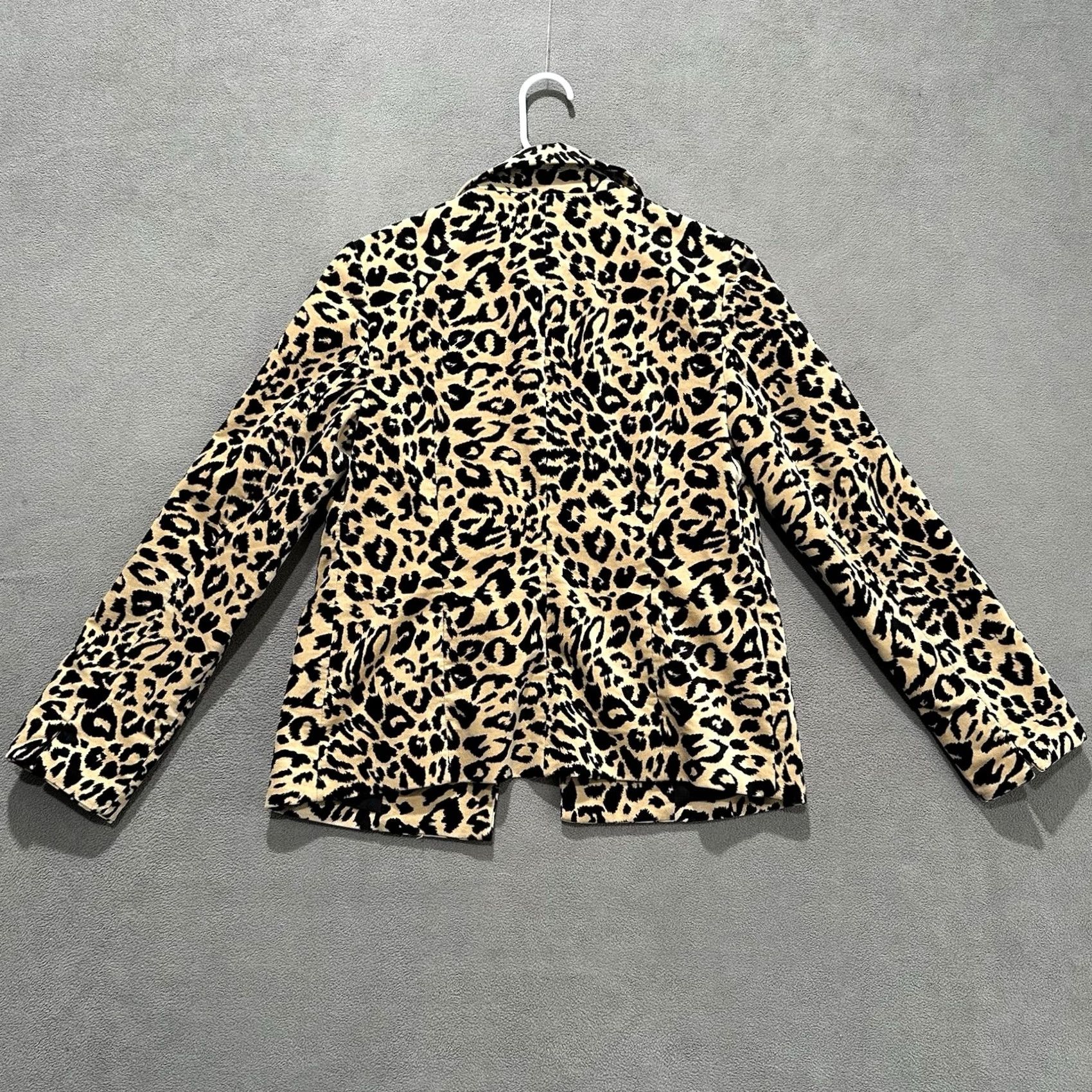 Vintage Chico's Blazer Womens Size 0 Beige Leopard Print Lined Velveteen Open Front EUC Jacket Size XS / US 0-2 / IT 36-38 - 2 Thumbnail