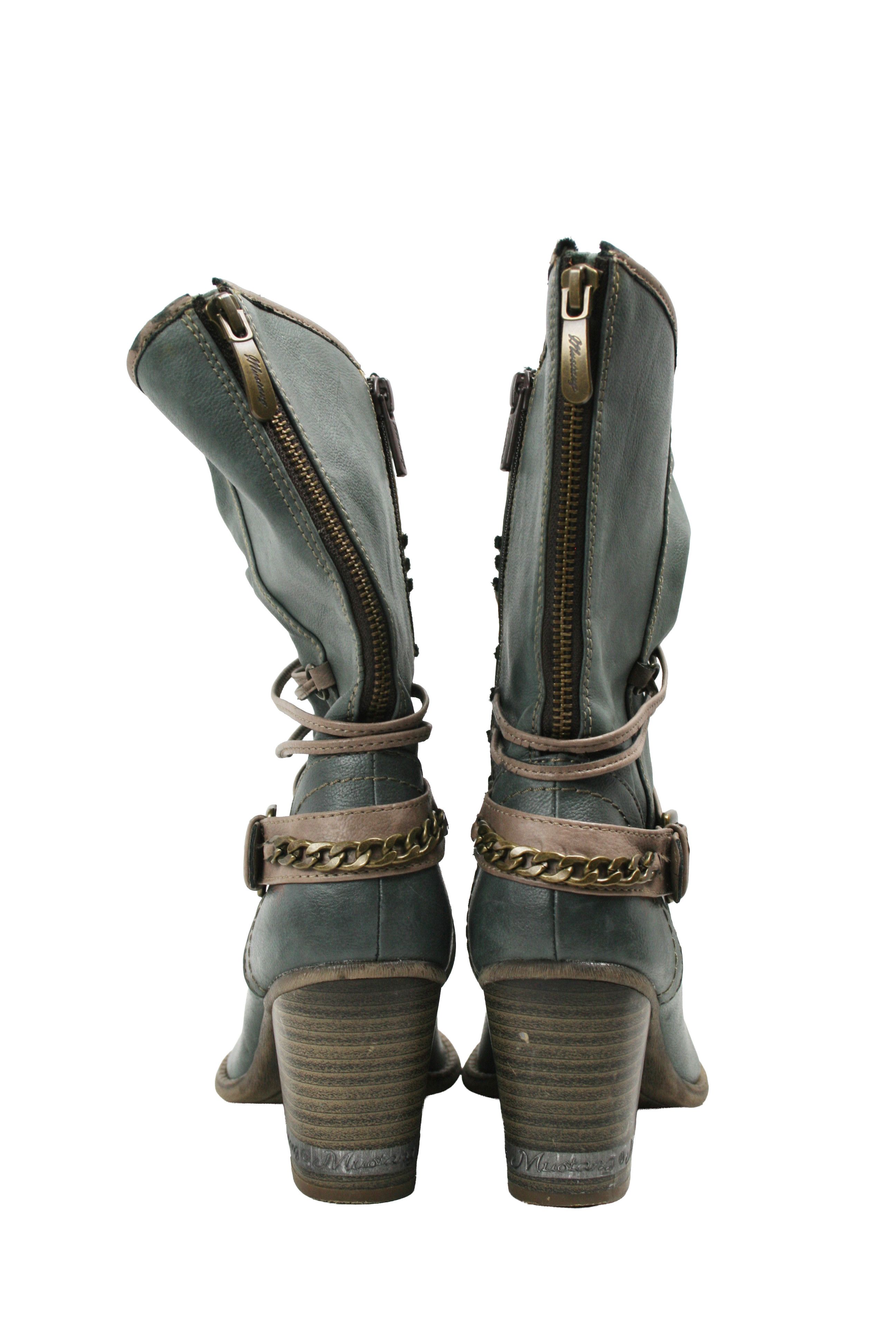 Mustang 00S Y2K Avant Garde Biker Laced Boots Vintage Size US 9 / IT 39 - 13 Thumbnail
