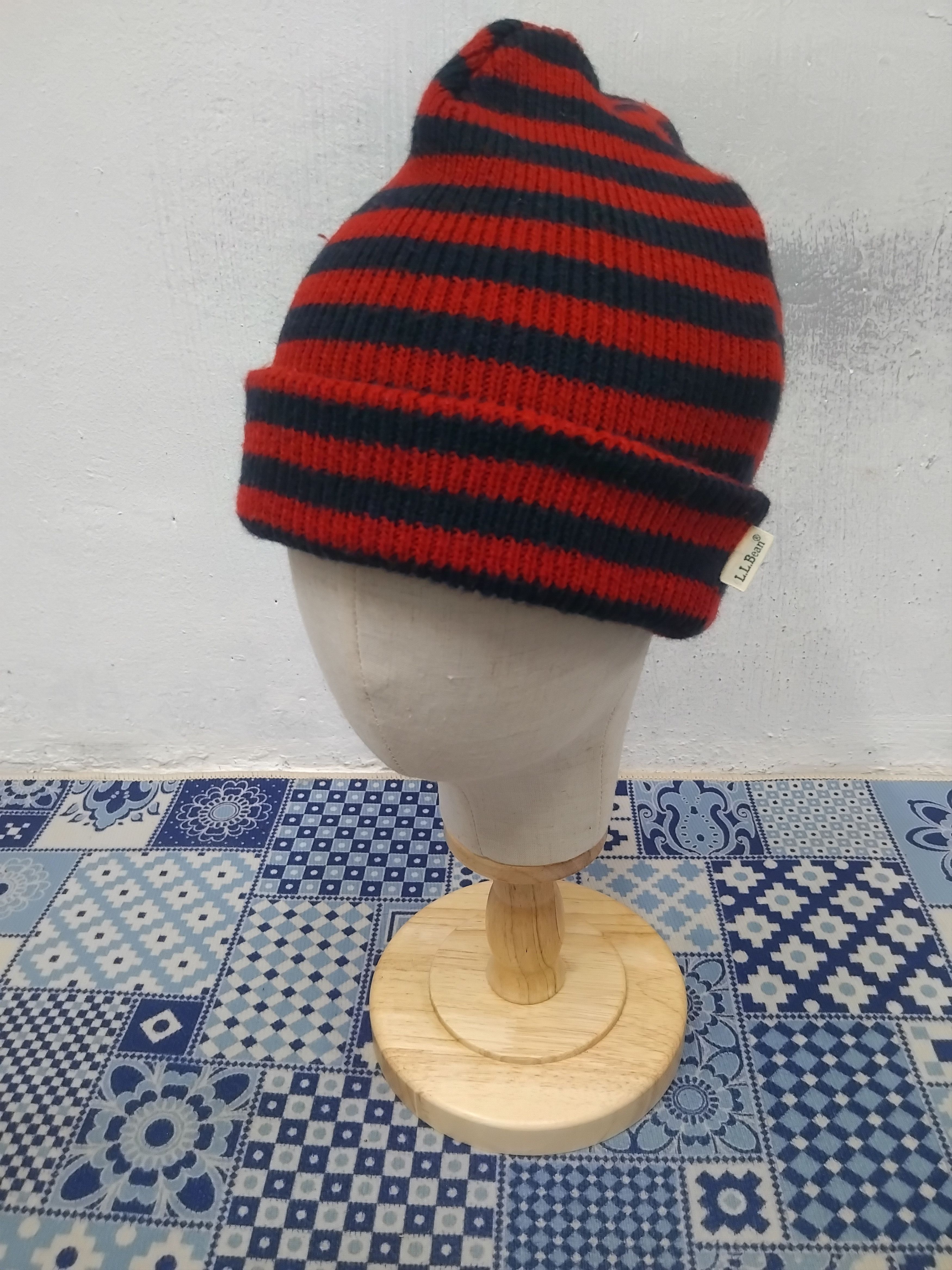 L.L. Bean 💥L.L Bean stripe red black beanie hat Size ONE SIZE - 1 Thumbnail