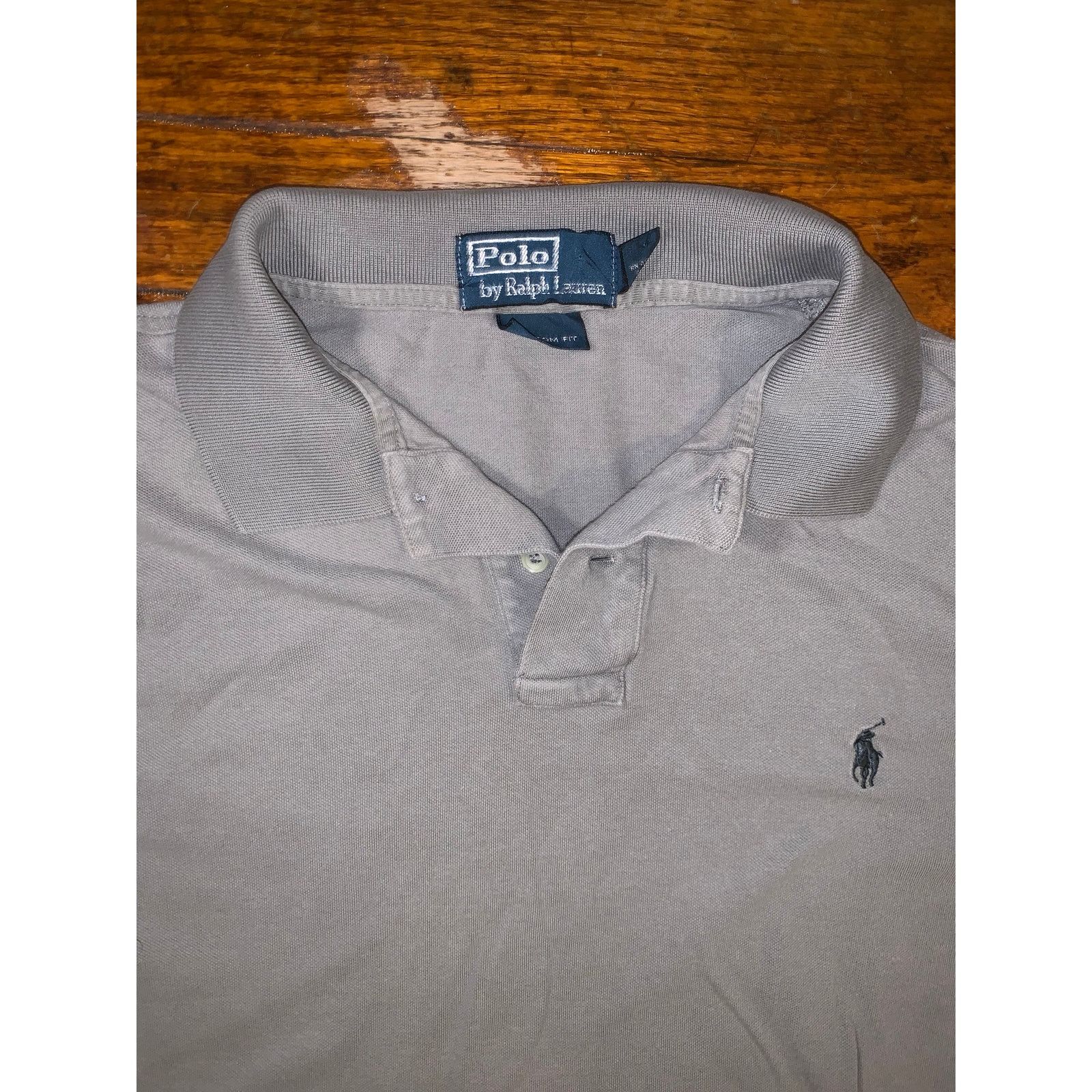 Polo Ralph Lauren Polo Ralph Lauren Gray Polo Shirt Custom Fit Navy Pony Large Size US XL / EU 56 / 4 - 2 Thumbnail