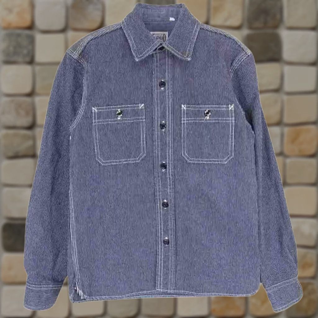 The Flat Head THE FLAT HEAD Wabash Work Shirt 34 Navy Japan Made Used Denim Cotton Button-Up Long Sleeve Casual Mens 90sBikerUSA Gray Size US S / EU 44-46 / 1 - 1 Thumbnail