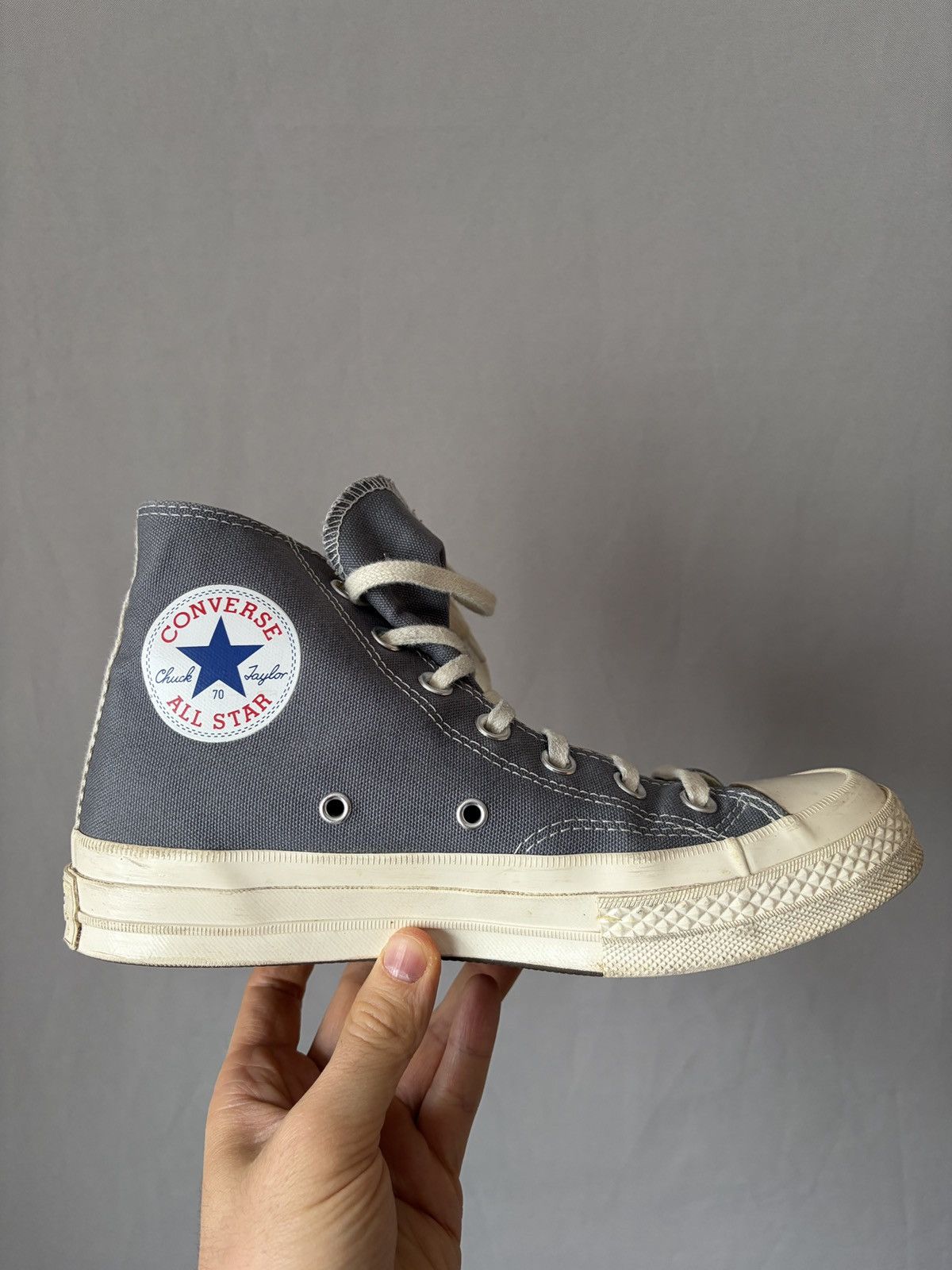 Comme des Garcons PLAY × Converse Comme Des Garcons Play x Converse Gray Hi-top Sneakers Size US 7 / IT 37 - 15 Thumbnail