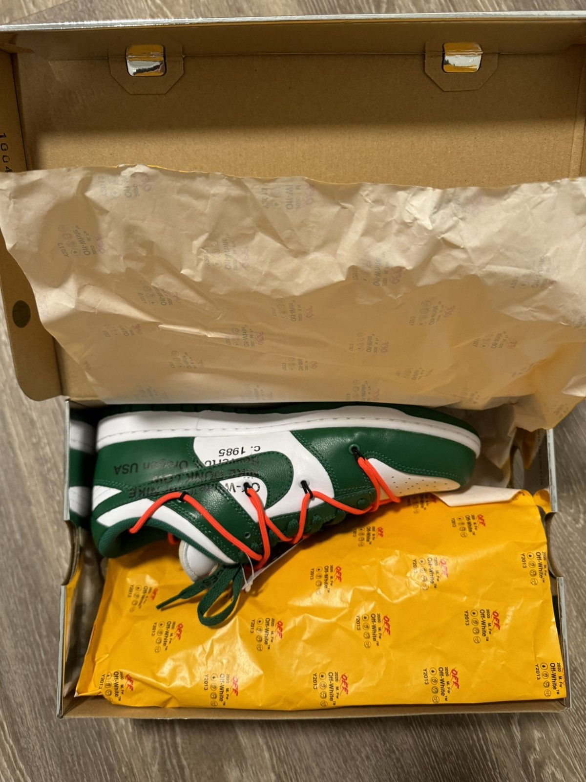 Nike × Off-White × Virgil Abloh Nike Dunk Low x Off-White Pine Green 2019 Size US 8.5 / EU 41-42 - 6 Thumbnail