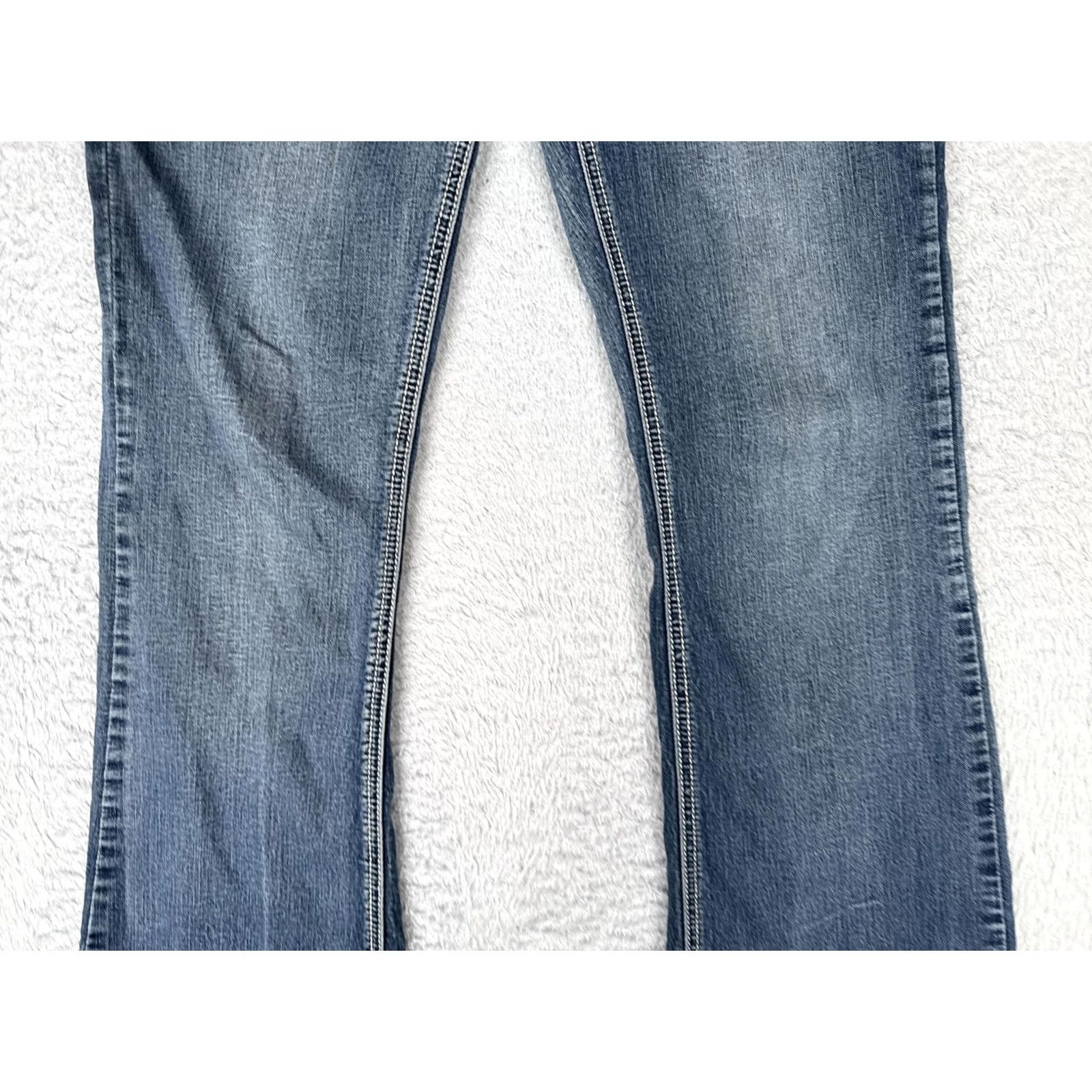 Vintage Premiere by rue21 Bootcut Jeans Juniors 5/6R Blue Low Rise Embroidered Lace Pocket 26x31 Womens Mens Girls Size 27" / US 4 / IT 40 - 3 Thumbnail