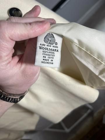 Designer Amanda Smith Petite Wool Jacket - Elegant Cream Suit Jacket Size M / US 6-8 / IT 42-44 - 4 Thumbnail