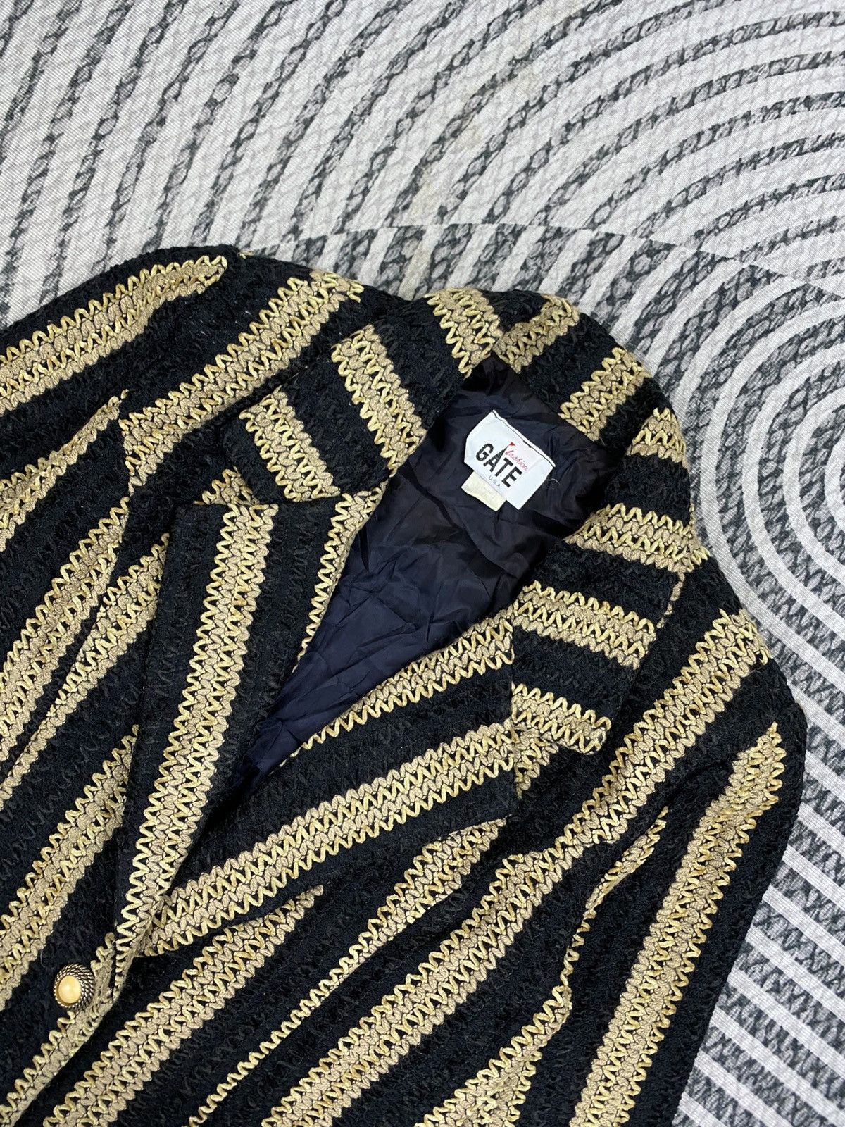 Japanese Brand 🔥RARE Vintage 80s GATE USA Striped Style Knit Blazer Size M / US 6-8 / IT 42-44 - 7 Thumbnail