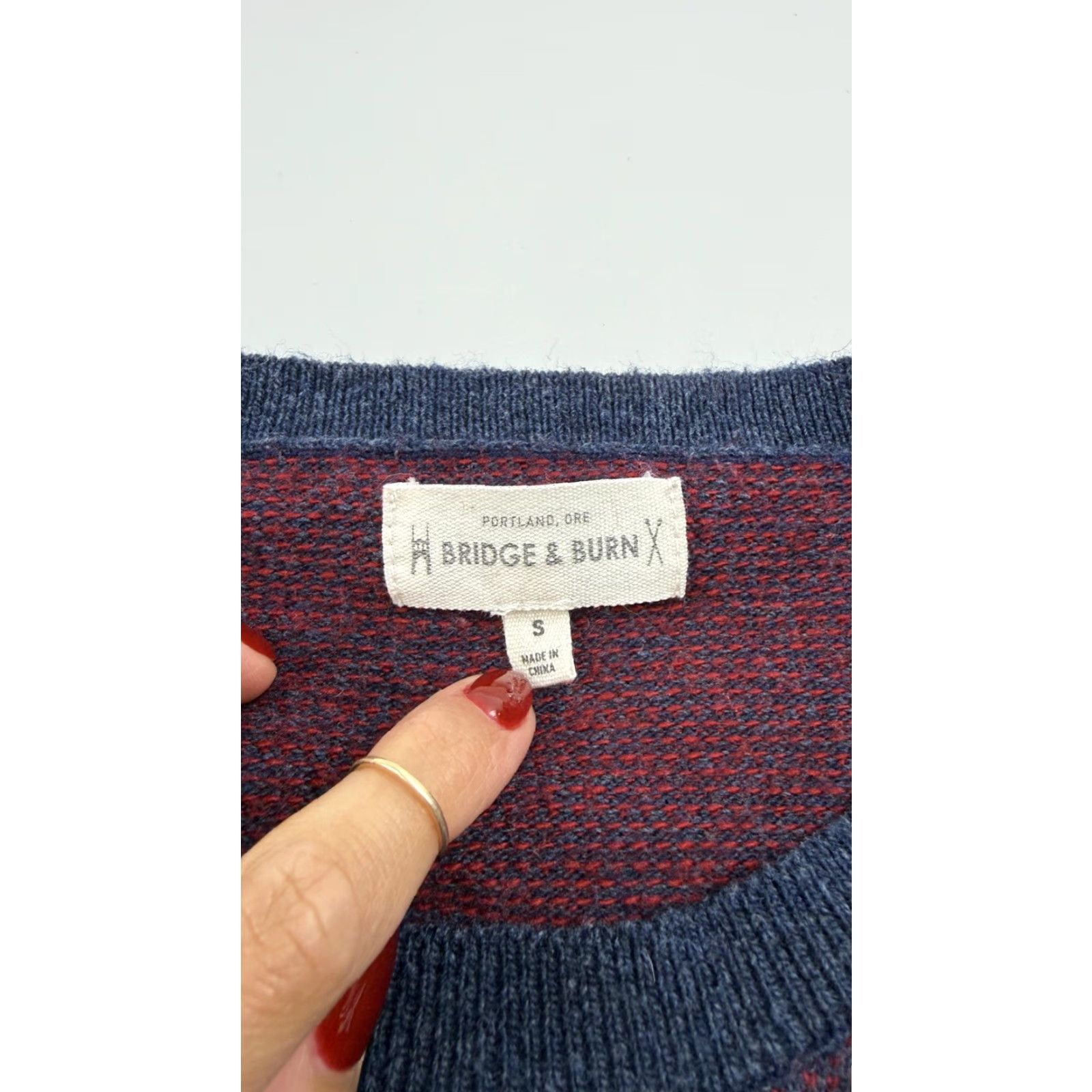 Vintage Bridge & Burn Sweater Women Small Heathered Purple Navy Crew Neck Knit Pullover Womens Size S / US 4 / IT 40 - 6 Thumbnail