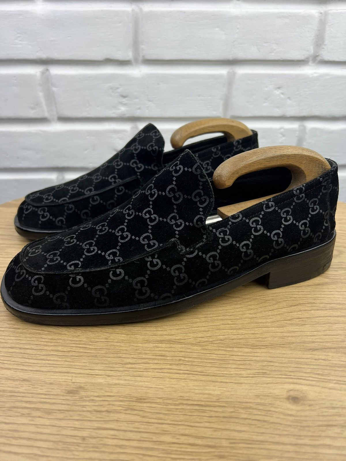 Gucci GUCCI Loafers Suede Shoes GG Monogram Canvas Black Men’s Size US 8 / EU 41 - 3 Thumbnail
