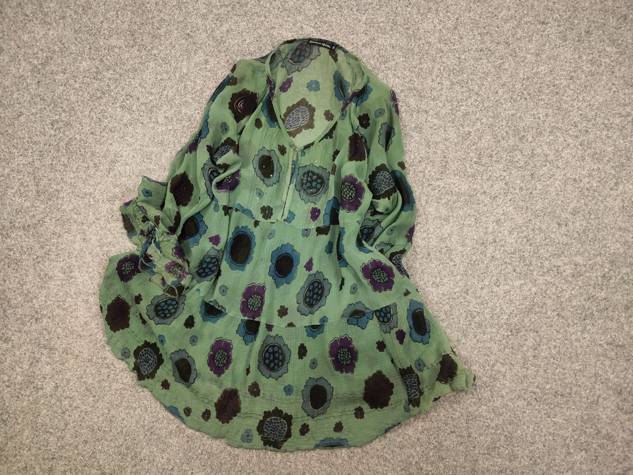 Gudrun Sjoden Gudrun Sjödén Floral print green Light blouse tunic Size XL / US 12-14 / IT 48-50 - 3 Thumbnail