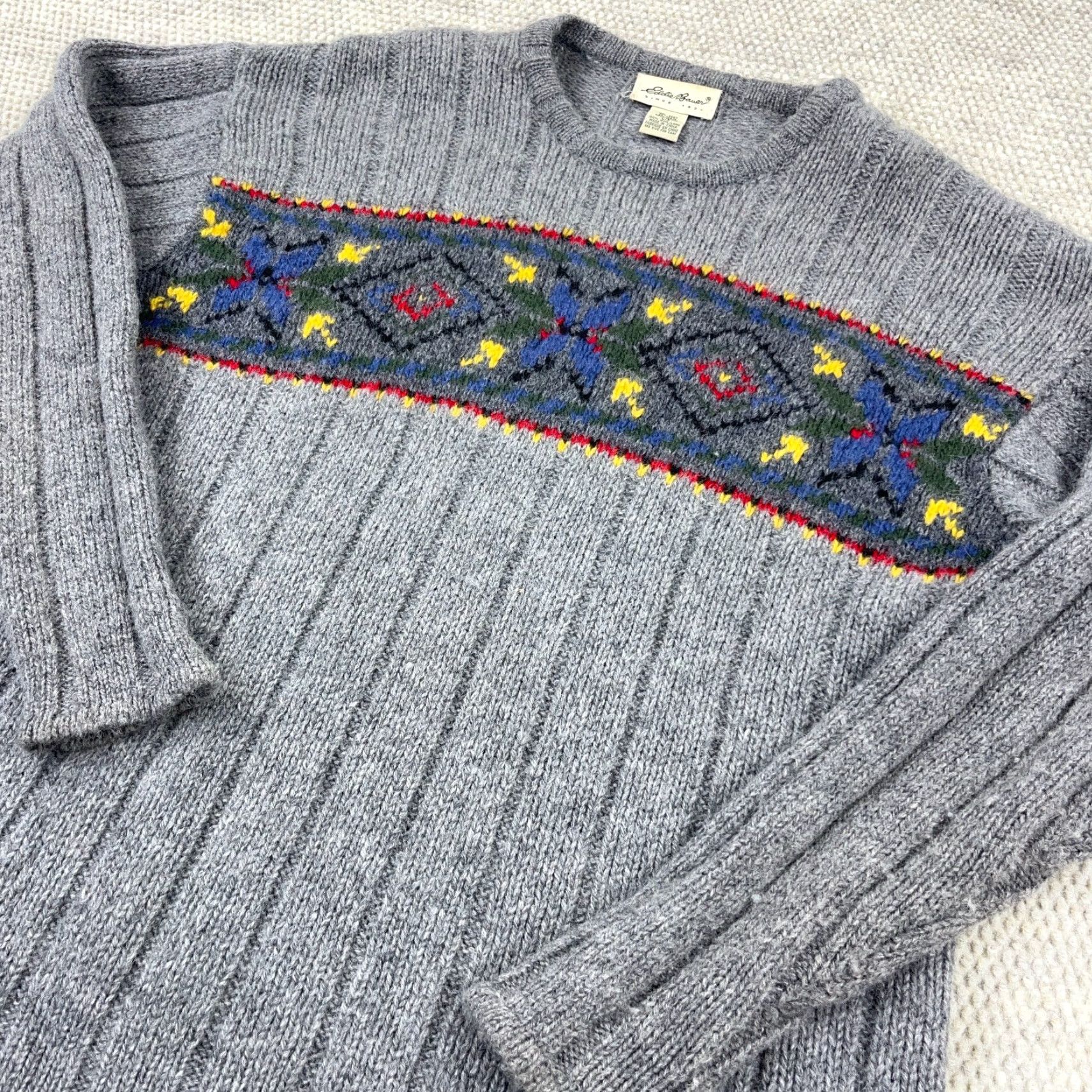 Eddie Bauer VINTAGE Eddie Bauer Sweater Men L Gray Wool Heavy Knit Mock Neck Pullover 90s Logo Classic Winter Mens Size US L / EU 52-54 / 3 - 4 Thumbnail