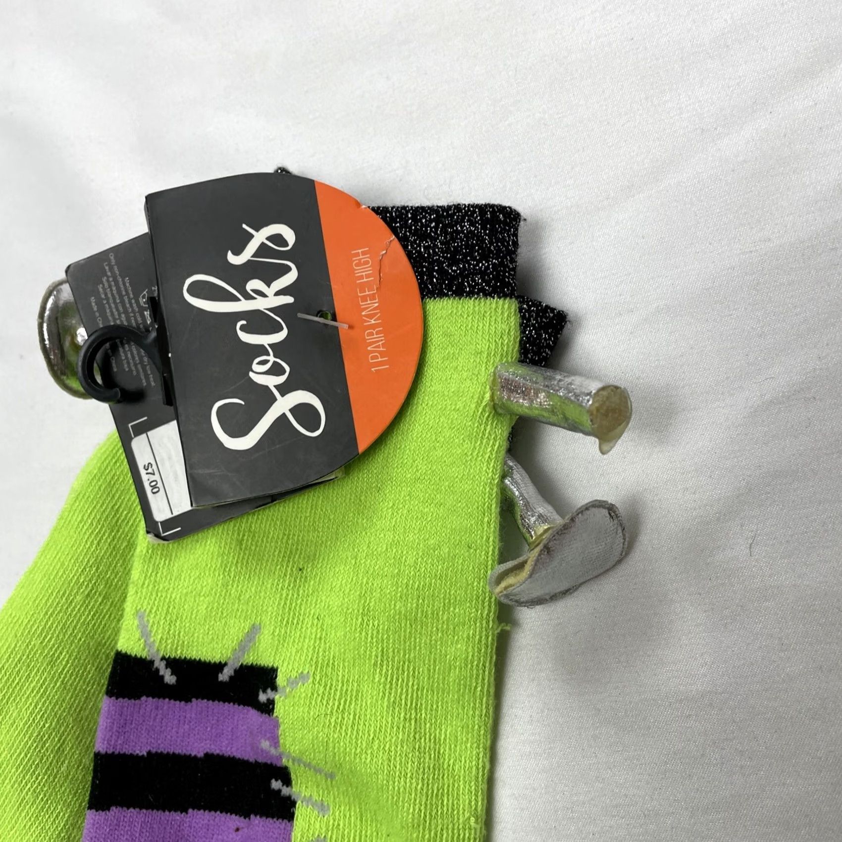 Vintage Bioworld Halloween Frankenstein Dress Up Crew Knee High Socks Womens 9-11 Adult Green Cotton Spandex Size M / US 6-8 / IT 42-44 - 3 Thumbnail