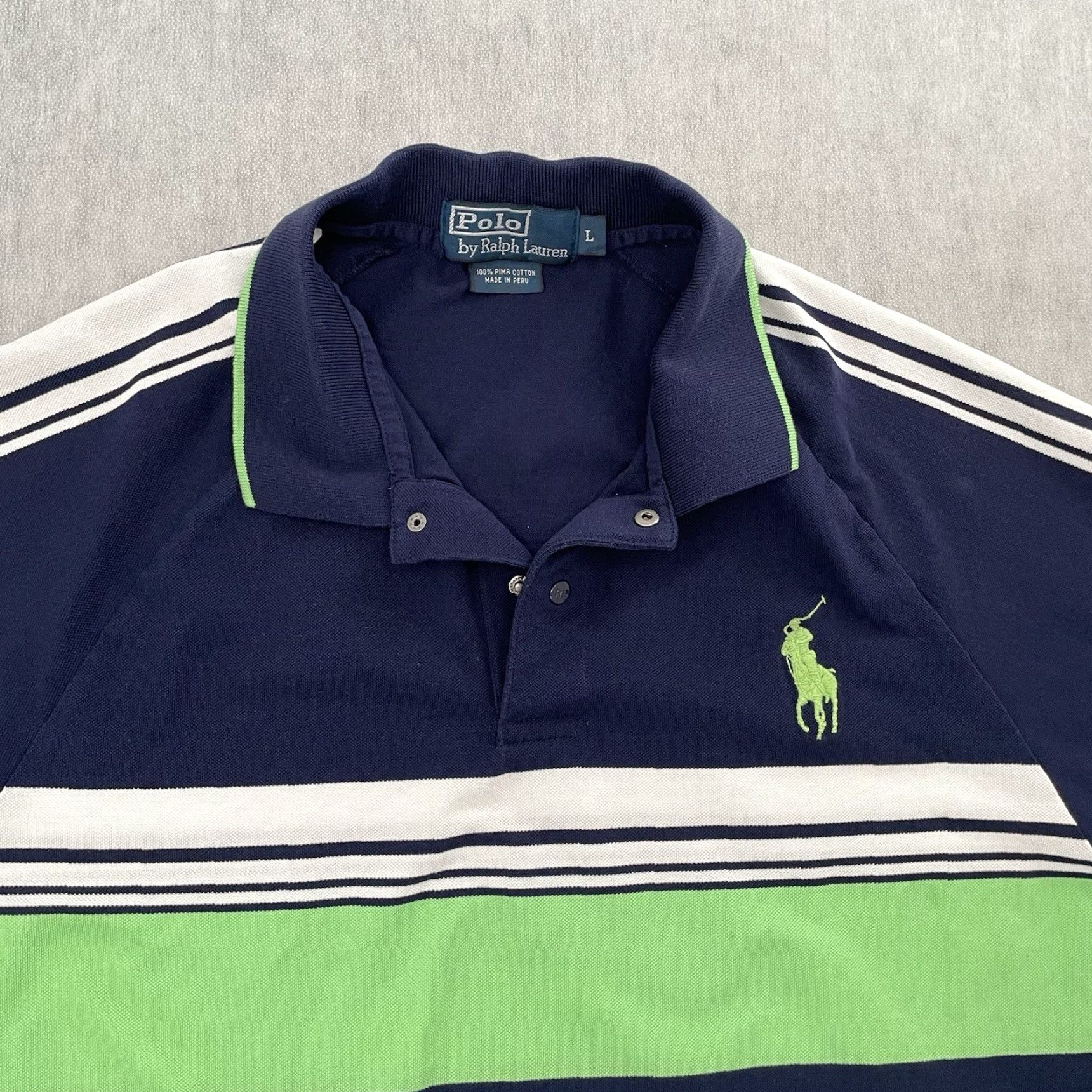 Polo Ralph Lauren VINTAGE Polo Ralph Lauren Polo Shirt Adult Large Blue Cotton Logo Big Pony Mens L Size US L / EU 52-54 / 3 - 3 Thumbnail