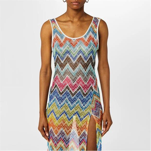 Missoni o1g2r1mq1124 Zigzag Long Dresse in Multicolor Size M / US 6-8 / IT 42-44 - 3 Thumbnail