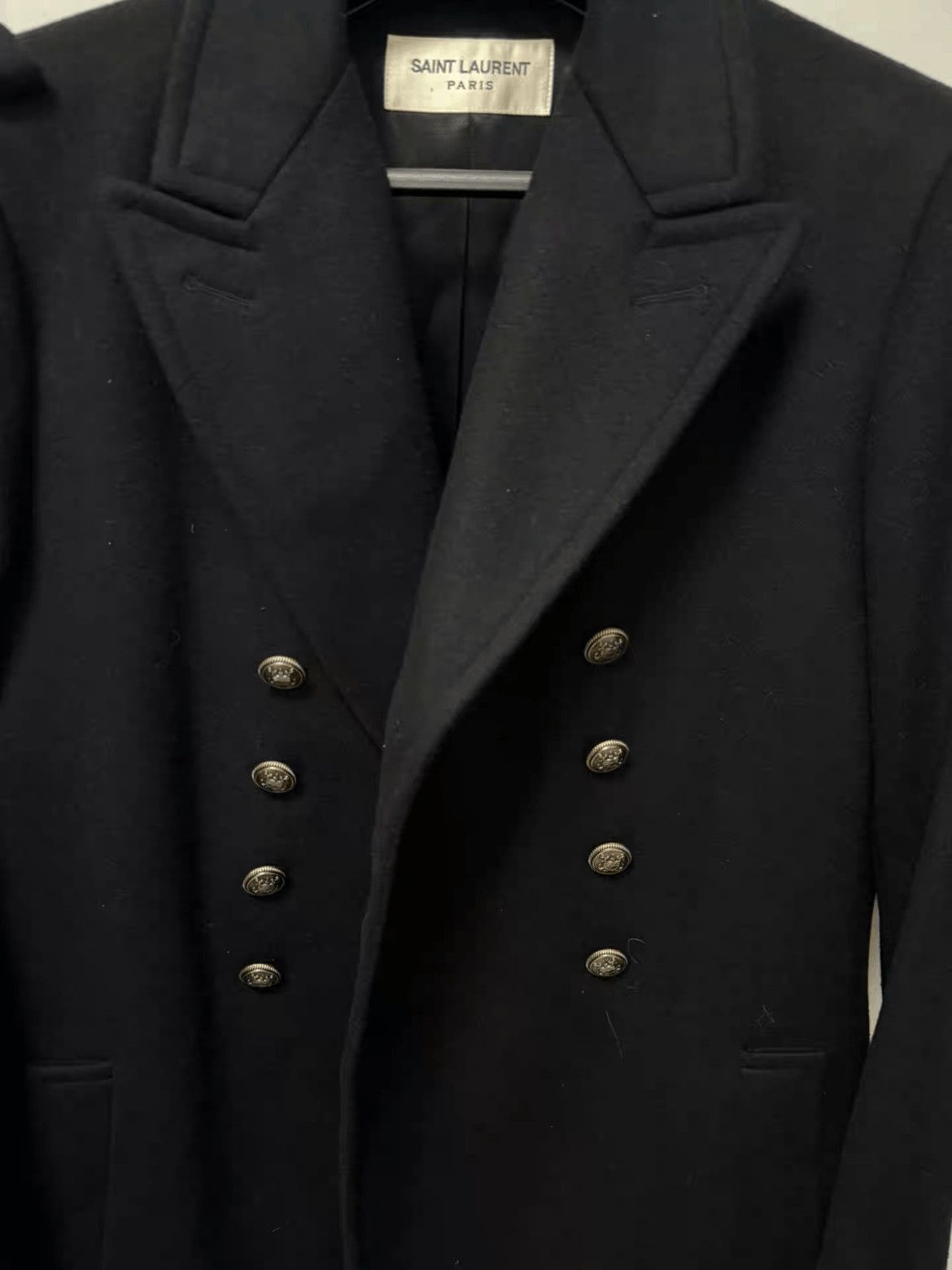 Saint Laurent Paris Sz 48 Saint Laurent Paris 17AW Navy Wool Coat-2508 Size US M / EU 48-50 / 2 - 3 Thumbnail