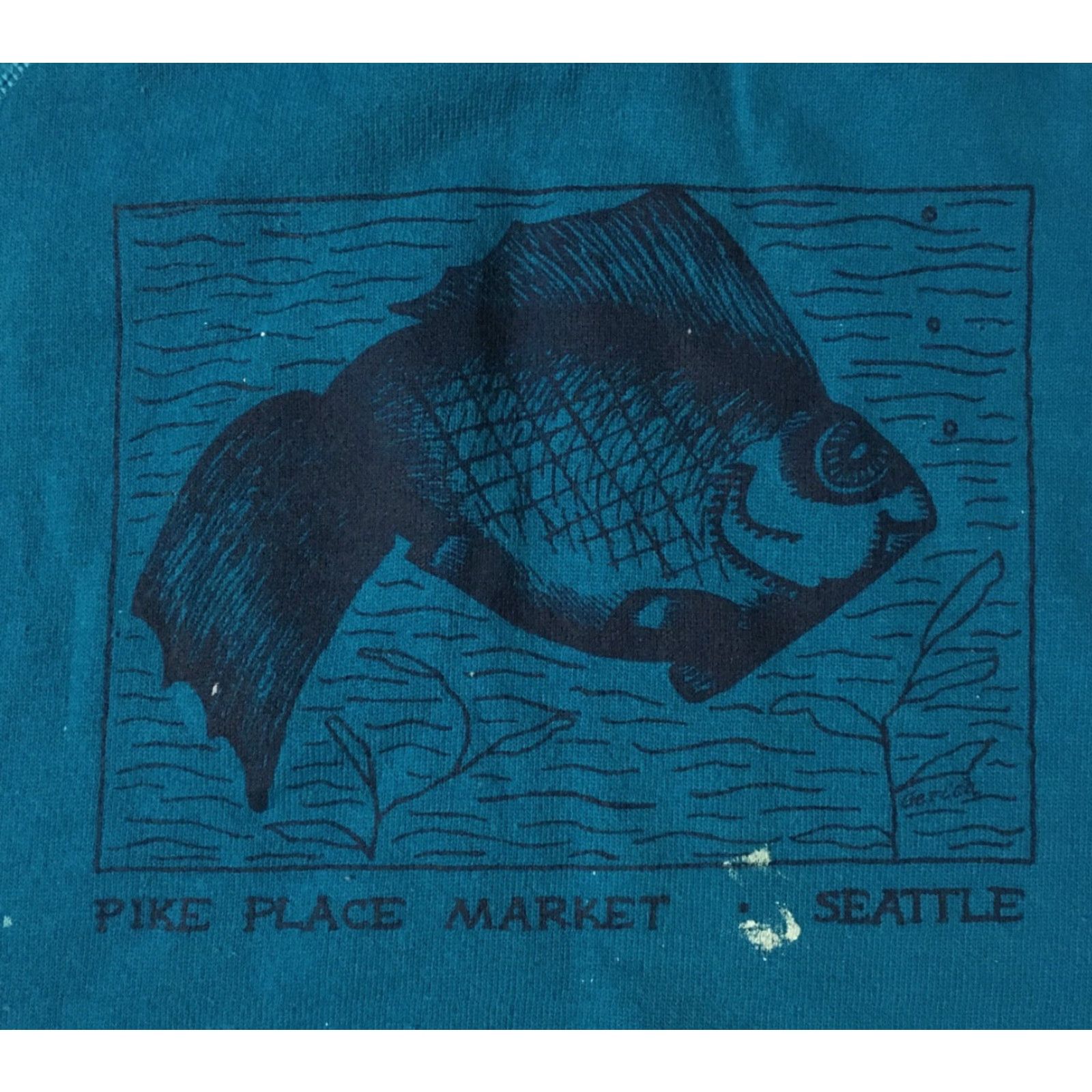 Hanes VINTAGE 80s Seattle Pike Place Fish Market Distressed Paint Sweatshirt Blue S Mens Small Pullover Hanes Size US S / EU 44-46 / 1 - 2 Thumbnail