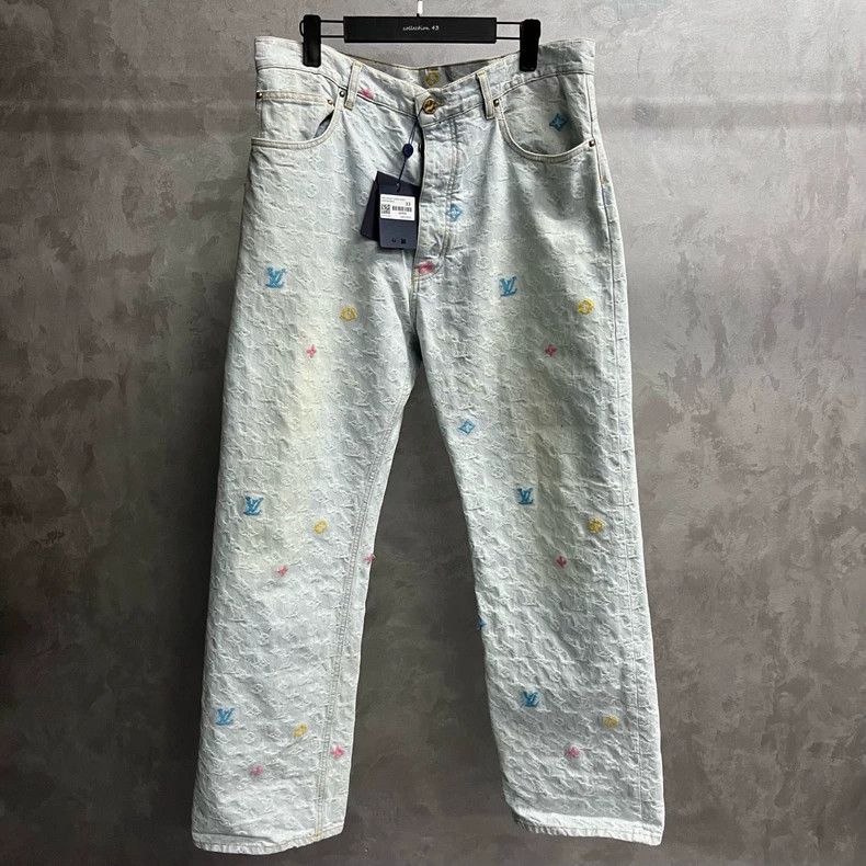 Louis Vuitton Louis Vuitton Blue Logo monogram button pocket jeans Size US 33 - 1 Thumbnail