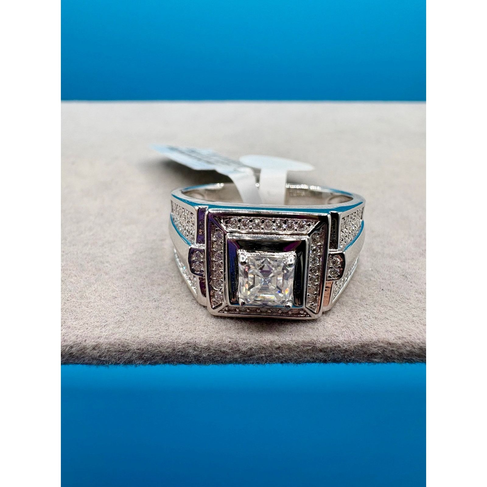 Jewelry Sz. 12 - 3ct Moissanite Stamped 925 Sterling Silver Men Ring Size ONE SIZE - 8 Thumbnail