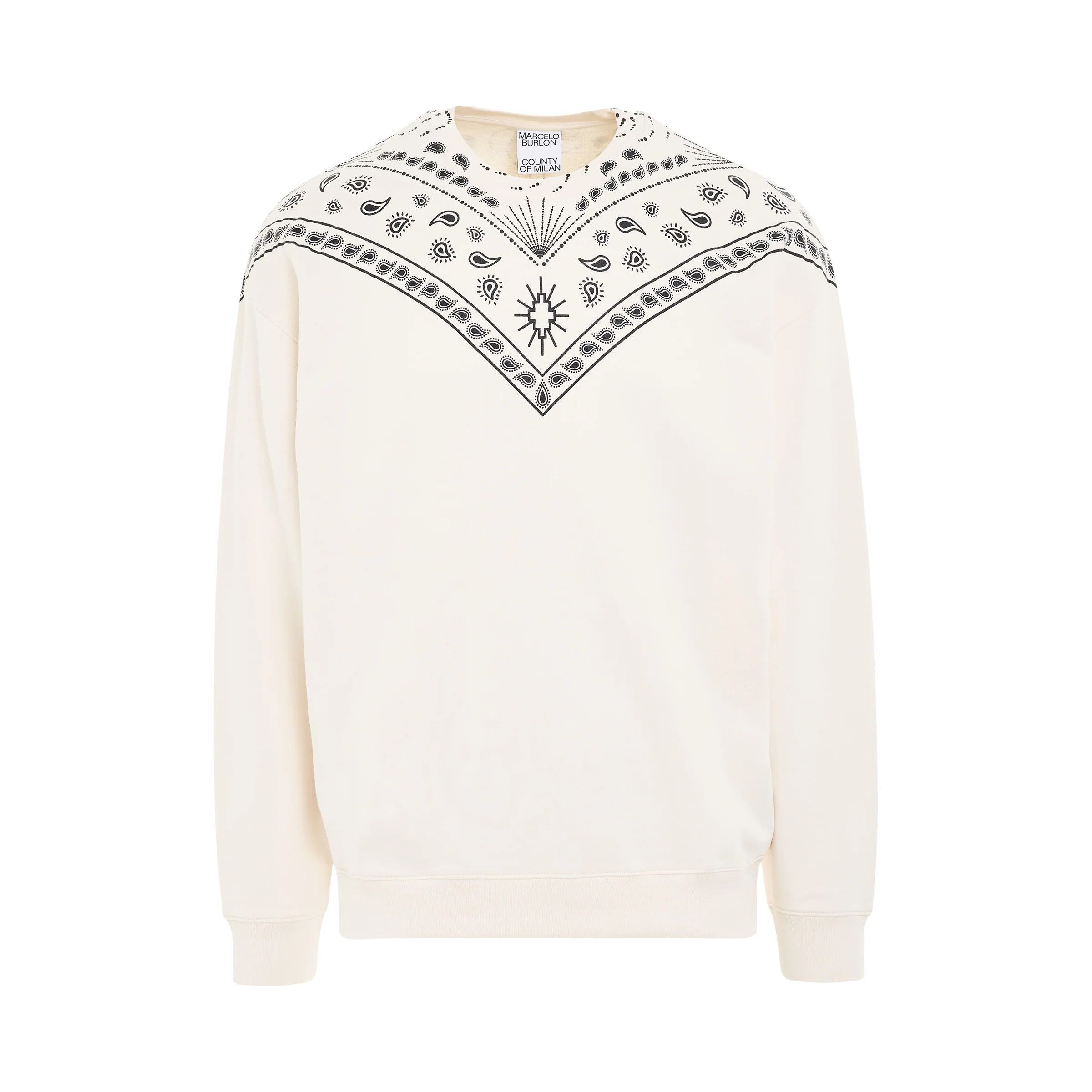 Marcelo Burlon o1mris0824 Comfort Crewneck in Ecru/Black Size US M / EU 48-50 / 2 - 1 Thumbnail