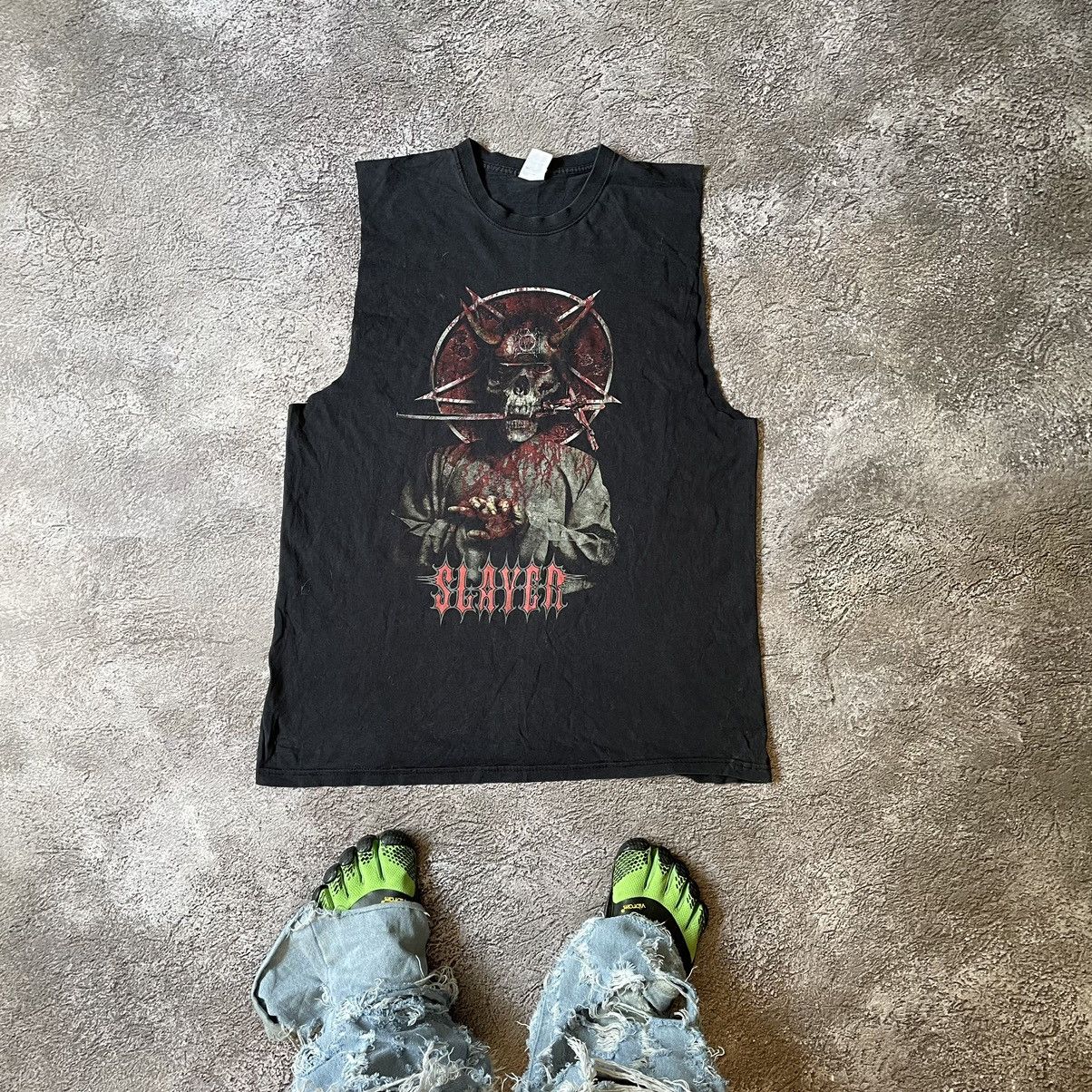 Vintage Vintage 90s Slayer Graphic Tee Faded Black Punk Horror M Size US M / EU 48-50 / 2 - 1 Thumbnail