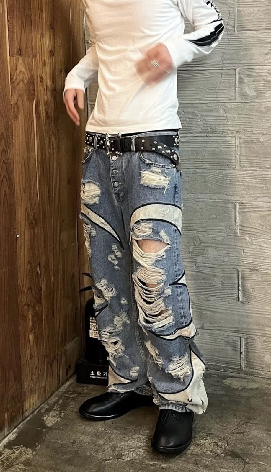 Thug Club Thug Club - Leather Washing Denim Pants War Ver Size US 31 - 10 Thumbnail