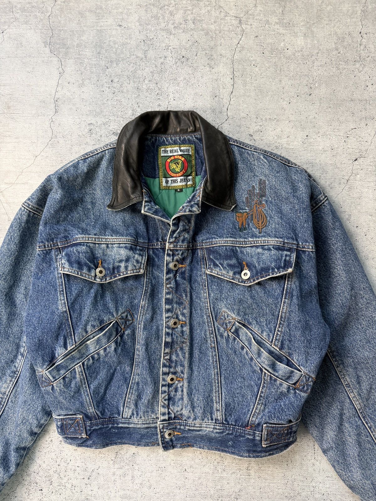 Denim & Co. Vintage 70s Denim Bomber Jacket Size US S / EU 44-46 / 1 - 3 Thumbnail