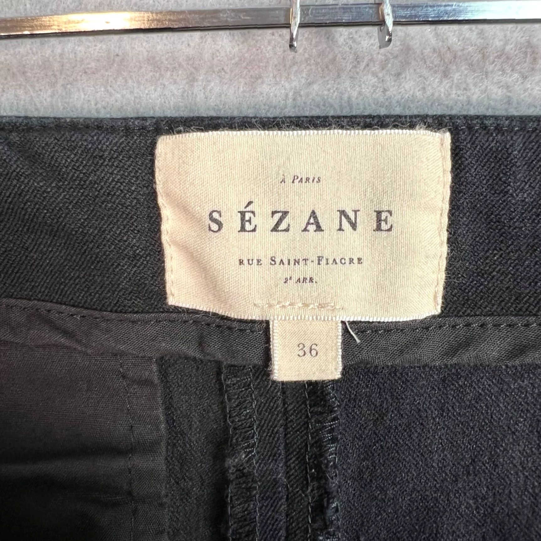 Vintage Sézane Black High-Waisted Dress Pants Womens Size 36 Organic Cotton Blend Size 25" / US 0 / IT 36 - 3 Thumbnail
