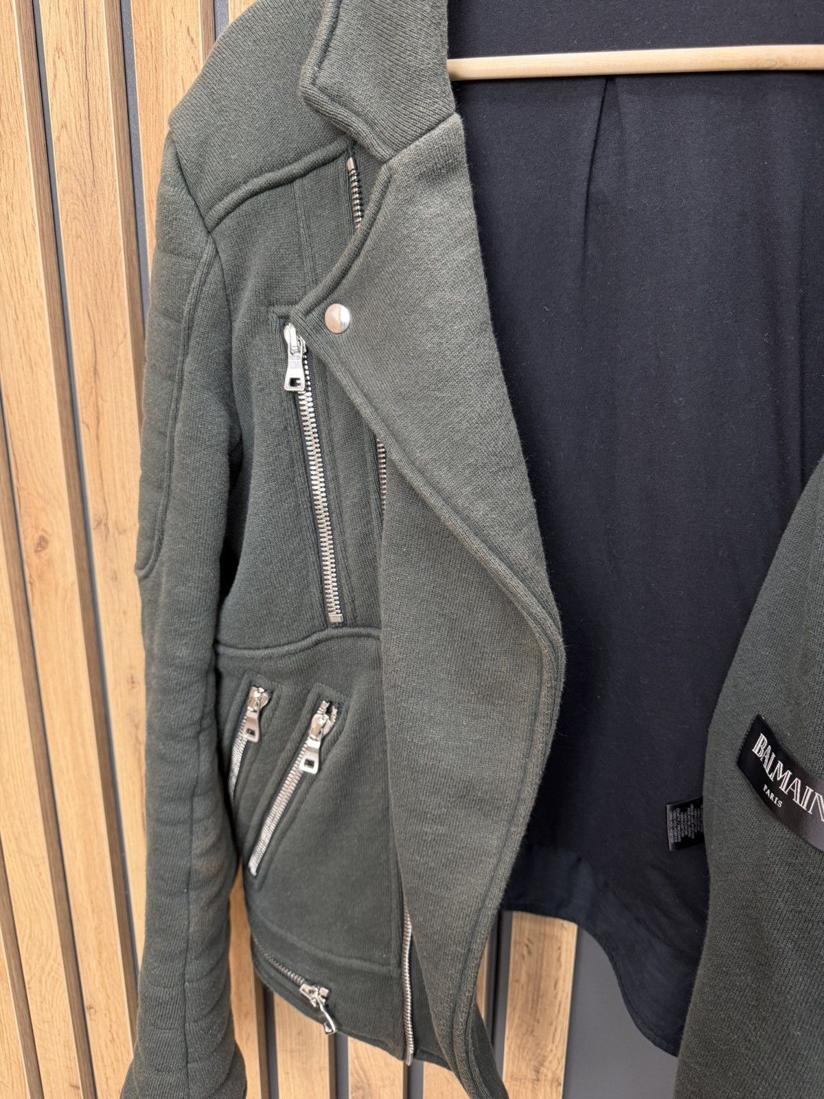 Balmain Balmain Biker Zip Jacket Faded Olive Size L Size US L / EU 52-54 / 3 - 7 Thumbnail