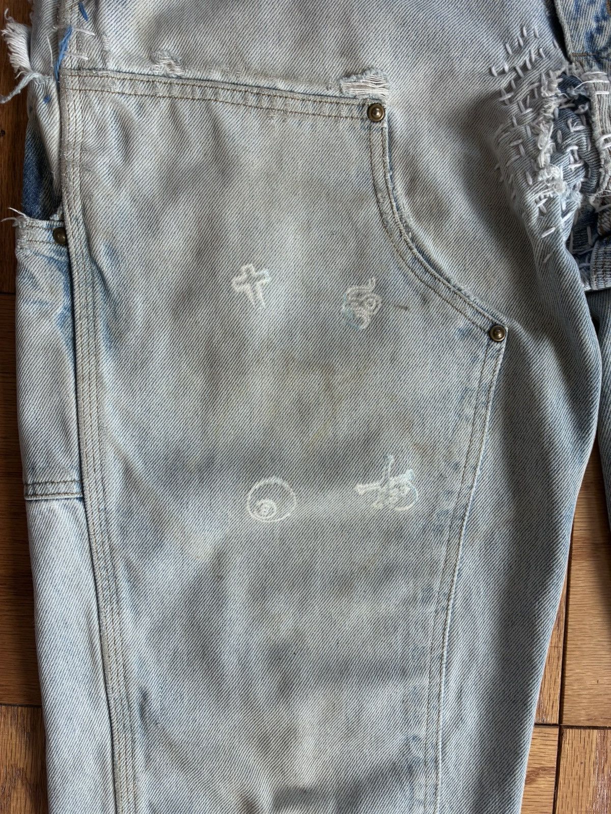Carhartt Sun faded blue carhartt double knees Size US 33 - 3 Thumbnail