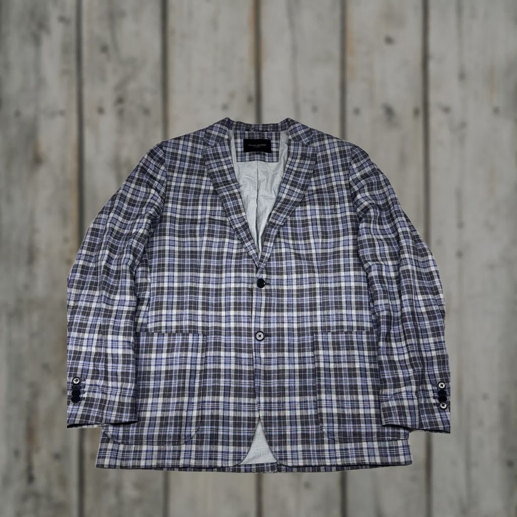 Banana Republic Banana Republic Linen Plaid Blazer Sport Coat Mens 42R Tailored Fit Lightweight Blue Plaid 42 Mens Blazer Tailored Linen 42R Size 42R - 1 Thumbnail