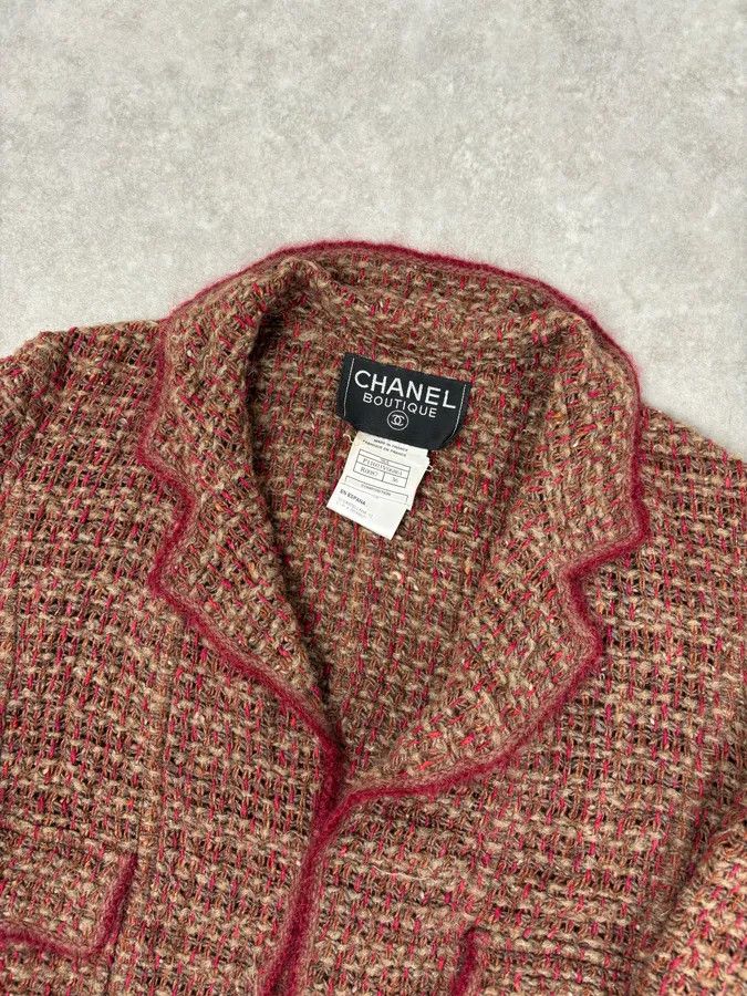 Chanel Chanel Burgundy Wool Tweed Contrast Trim Blazer Size S / US 4 / IT 40 - 4 Thumbnail