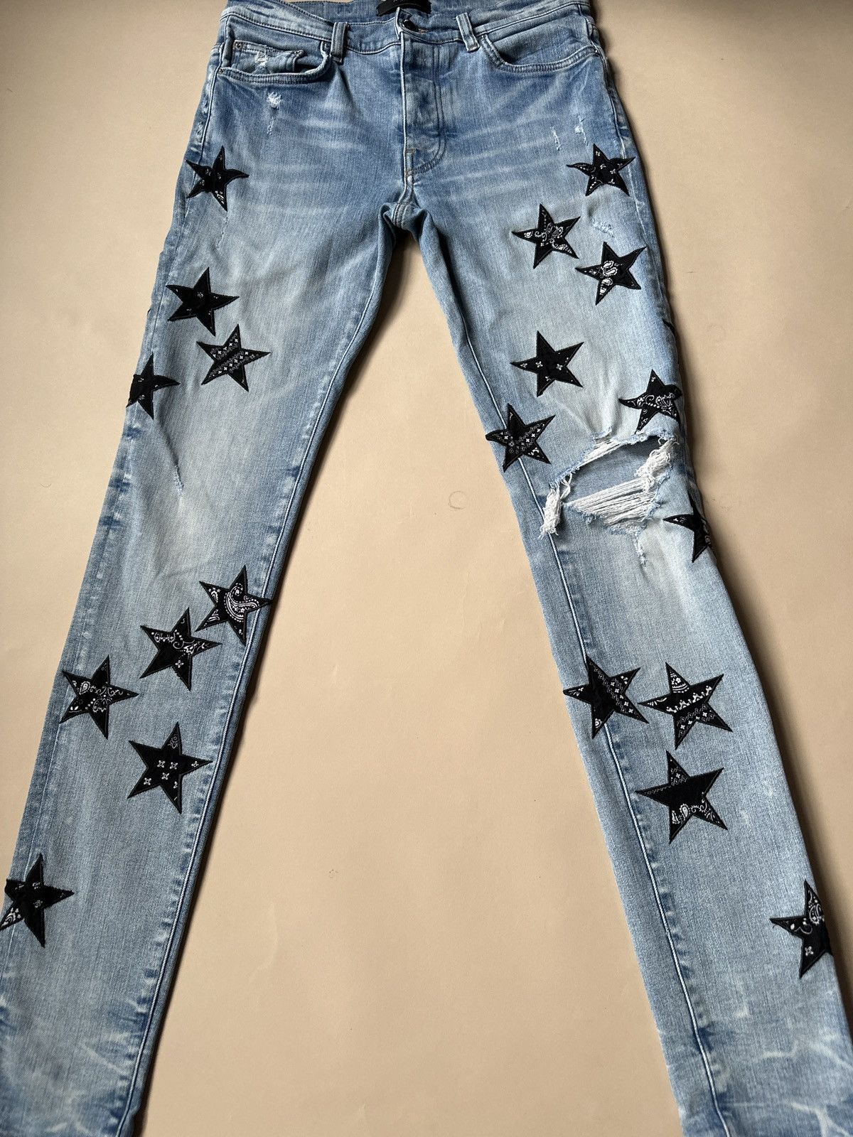 image of Amiri Bandana Star Patch Jeans in Denim, Men's (Size 31)