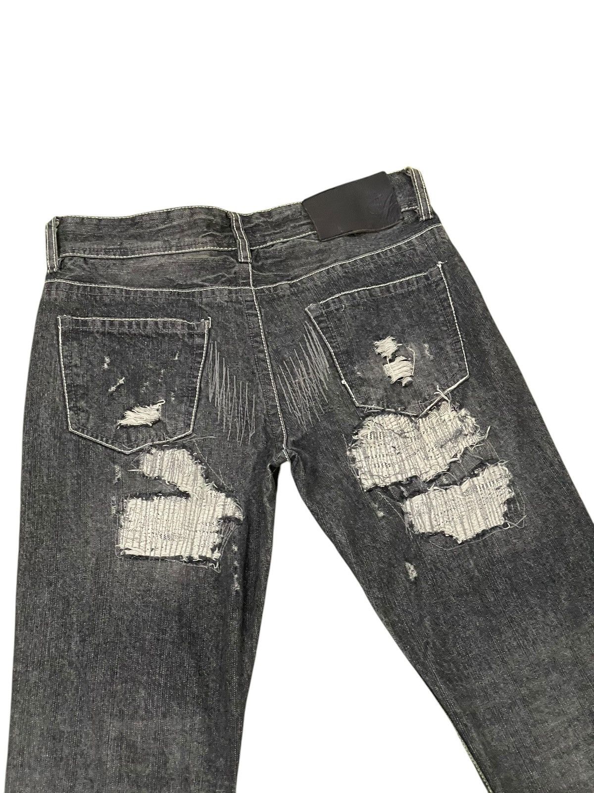 Japanese Brand Flare Jeans Sparkle Patchwork Low Rise Boot Cut 1🟦3 Size US 29 - 19 Thumbnail