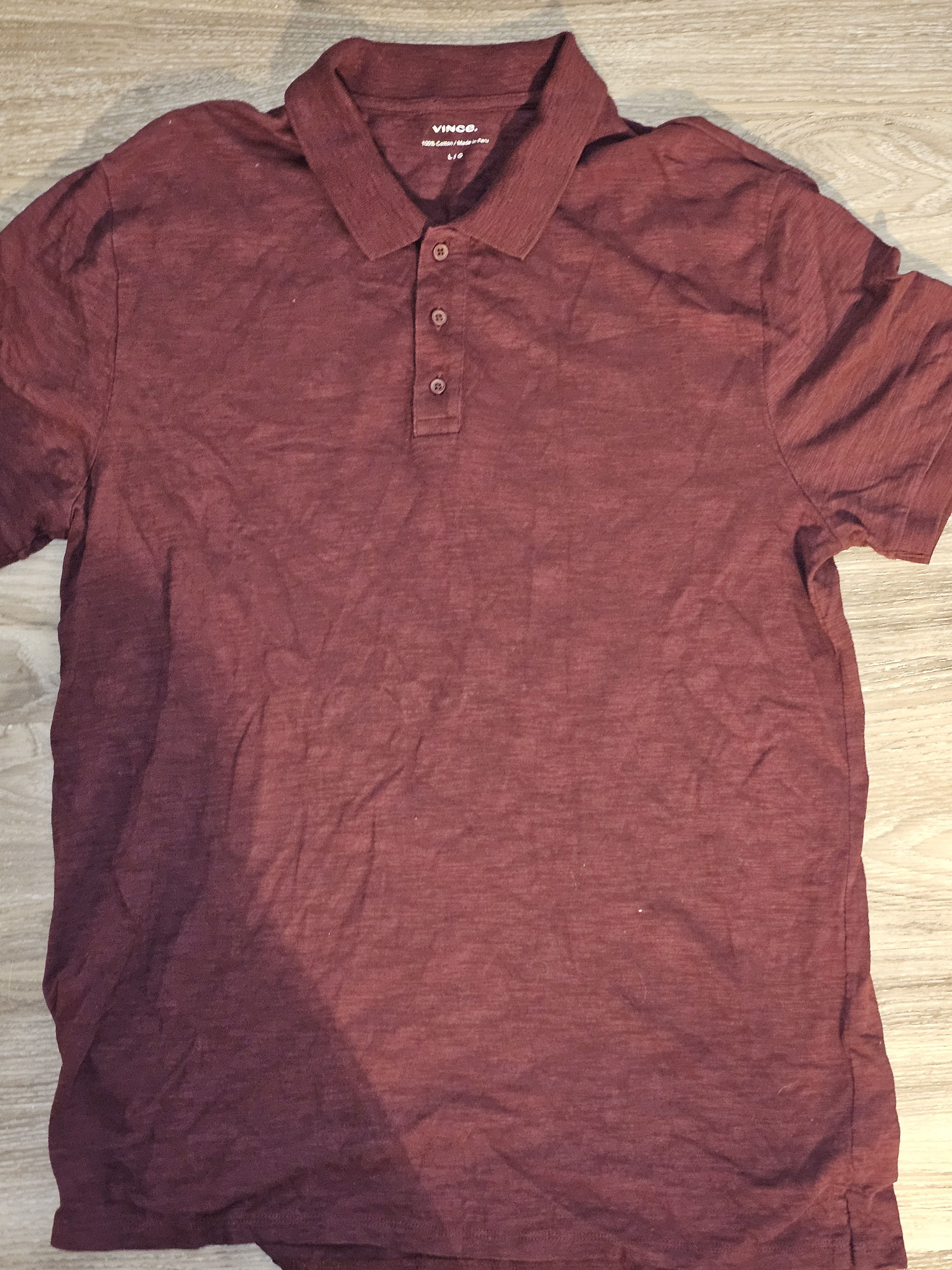 Vince Vince Burgundy Slub Cotton Polo (MSRP $115) Size US L / EU 52-54 / 3 - 5 Thumbnail