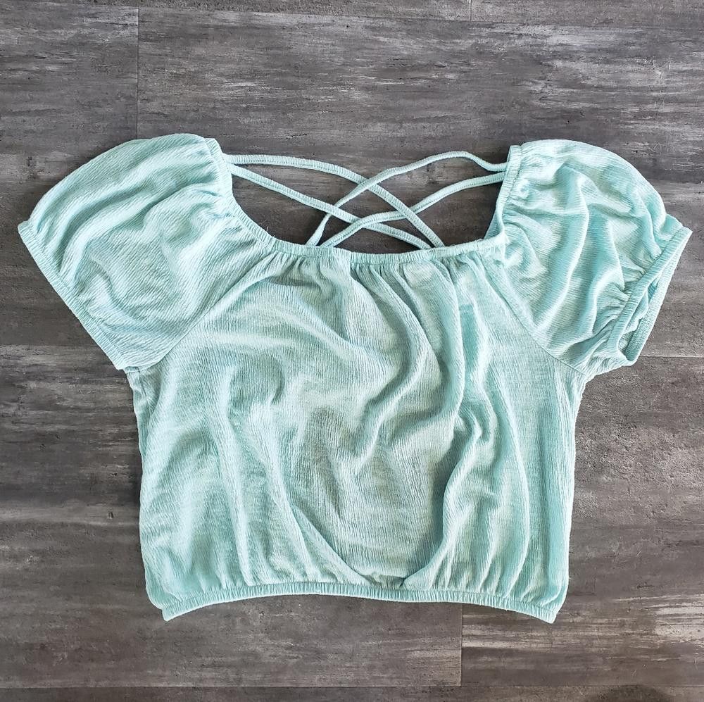 Almost Famous Light Blue AF Cropped Short Sleeve Size M / US 6-8 / IT 42-44 - 2 Thumbnail