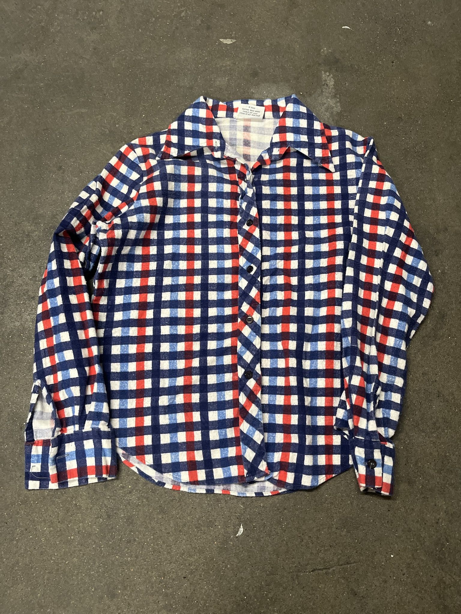 Vintage 1980s KMart Blue Red White Check Chamois Flannel Size 38