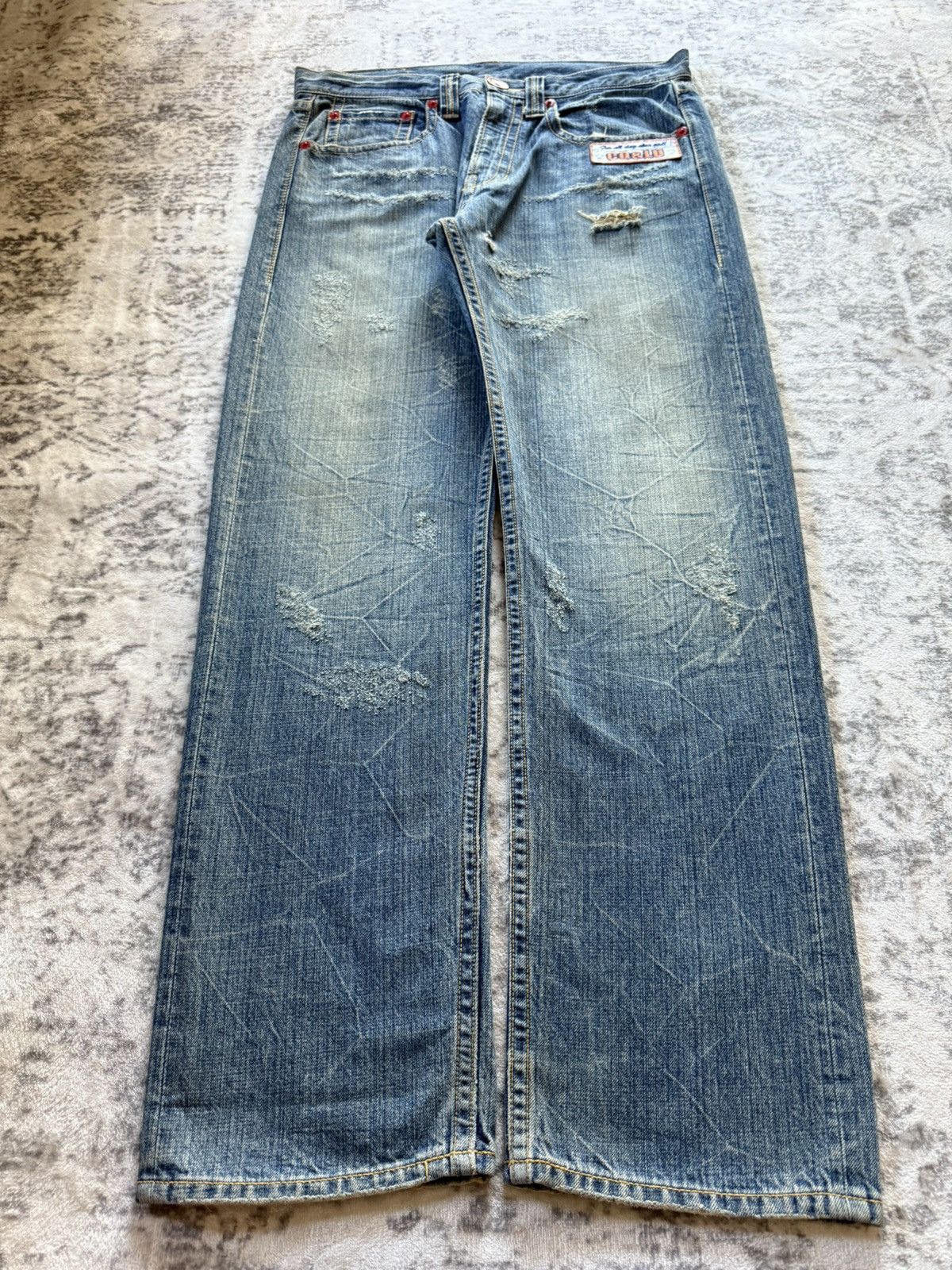 Japanese Brand Co&Lu Japan Daicock Evisu Style Redline Baggy Loose Jeans Size US 32 / EU 48 - 2 Thumbnail