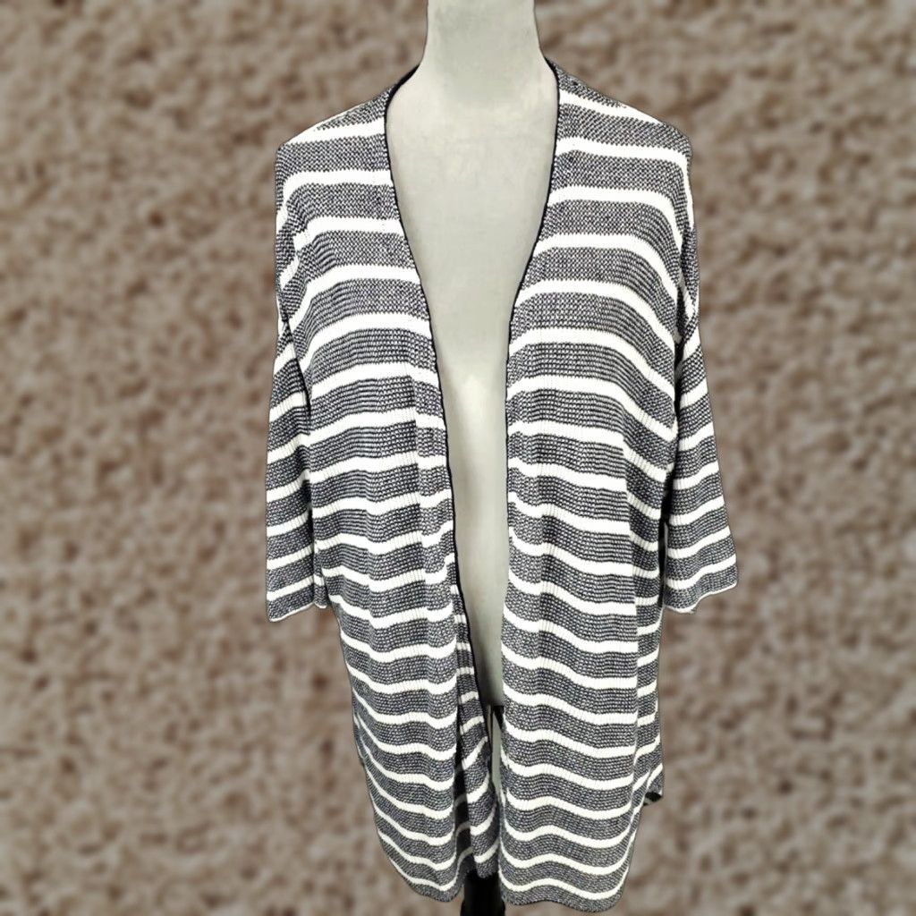 Coldwater Creek Coldwater Creek Cardigan Womens Large Open Front Knit Linen Blend Sweater Size L / US 10 / IT 46 - 1 Thumbnail