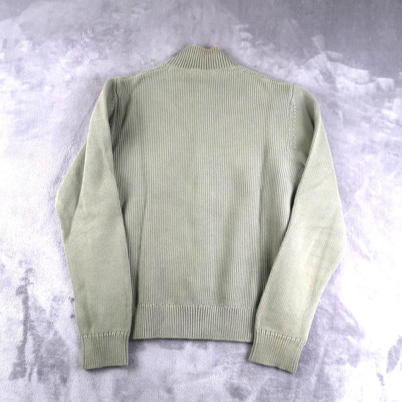 Olive AETHER Cardigan Sweater Shirt Mens L Olive Green Cotton Button Mock Neck Knit Size US L / EU 52-54 / 3 - 2 Thumbnail