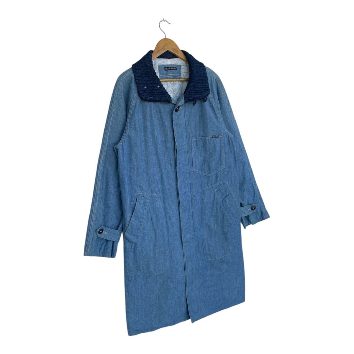 Blue Blue Japan Blue Blue Japan Indigo Knit Collar Quilted Denim Long Coat Size US M / EU 48-50 / 2 - 2 Thumbnail